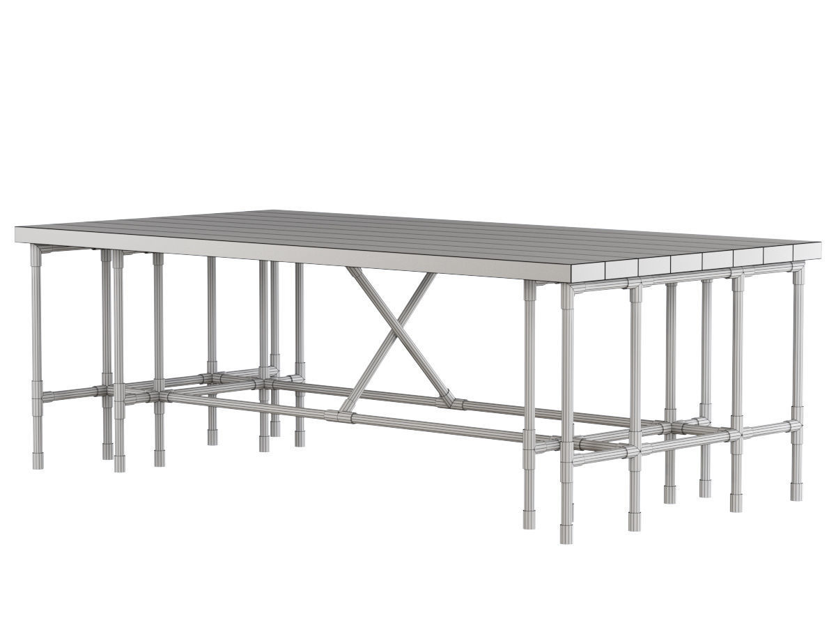 Modular dining table  Low-poly 3D model_7