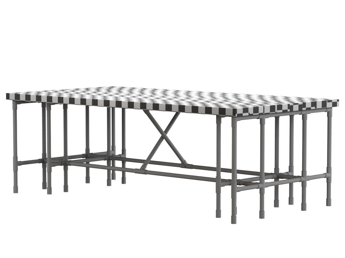 Modular dining table  Low-poly 3D model_6