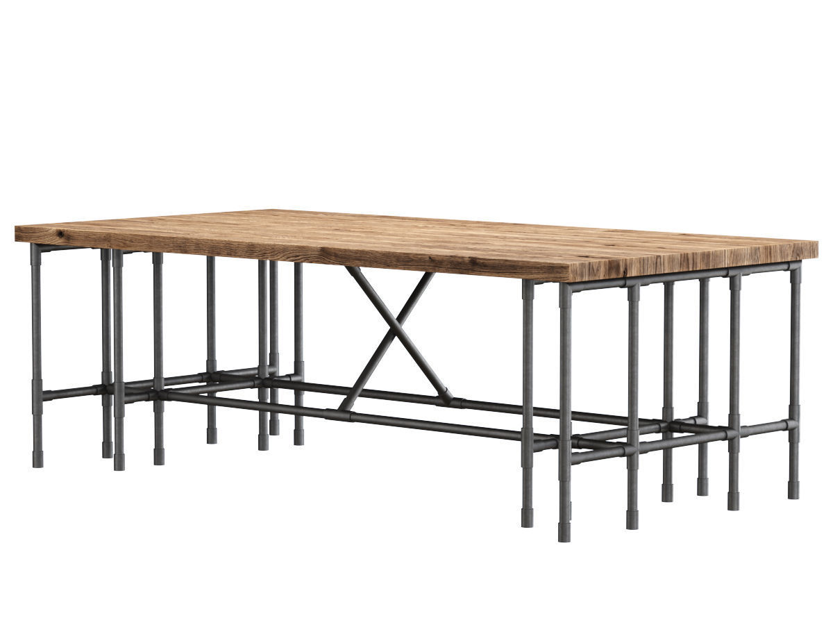 Modular dining table  Low-poly 3D model_3