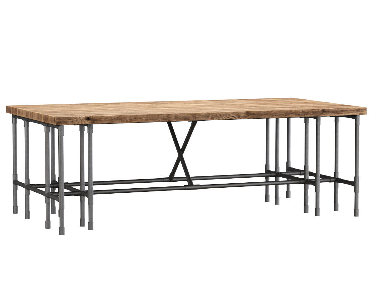 Modular dining table  Low-poly 3D model_5