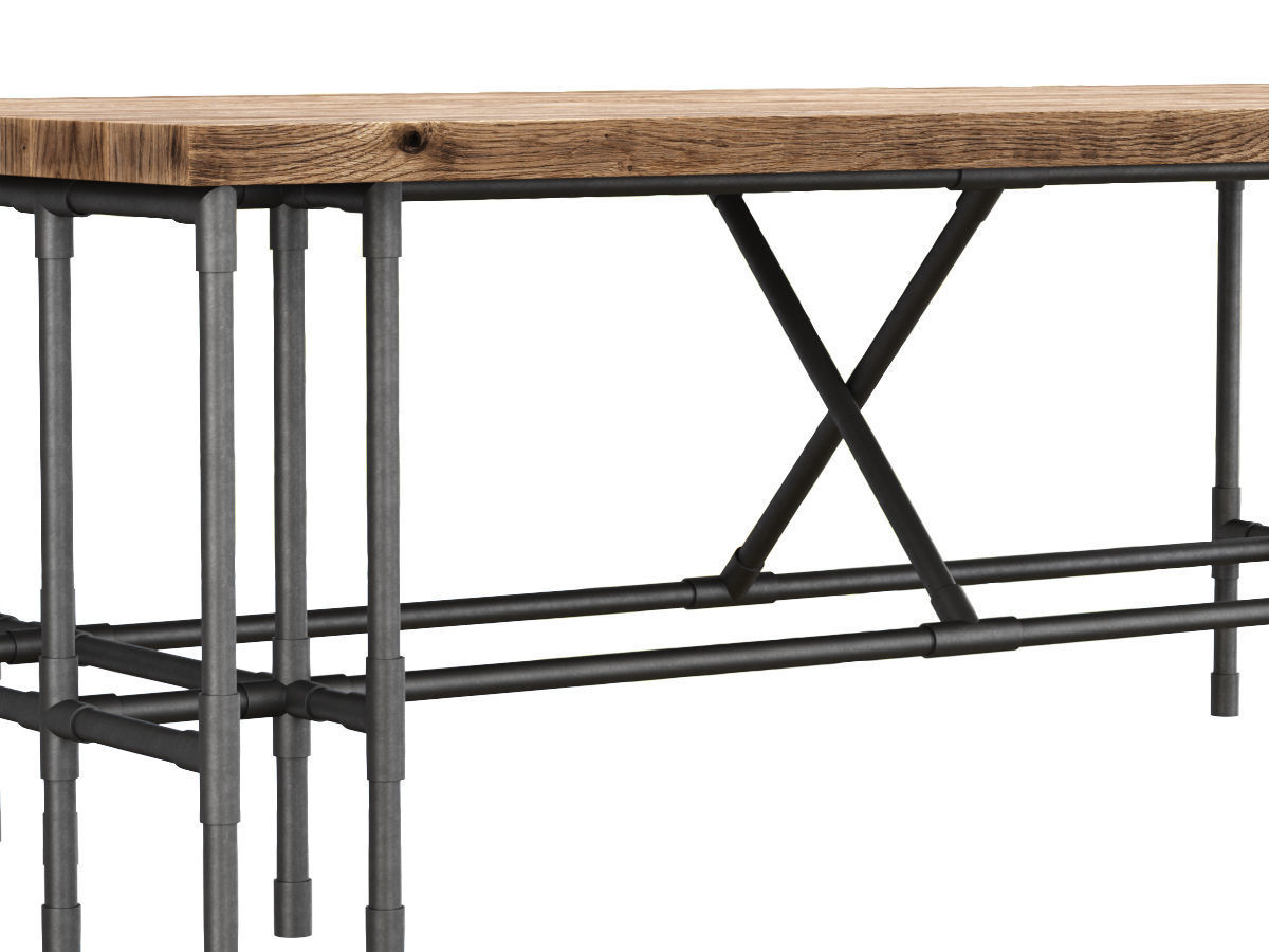 Modular dining table  Low-poly 3D model_2