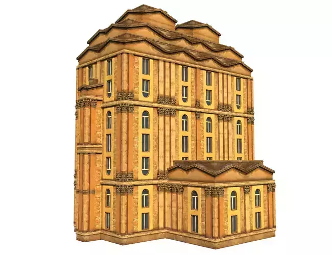 Classic building facade 03 Low-poly 3D model