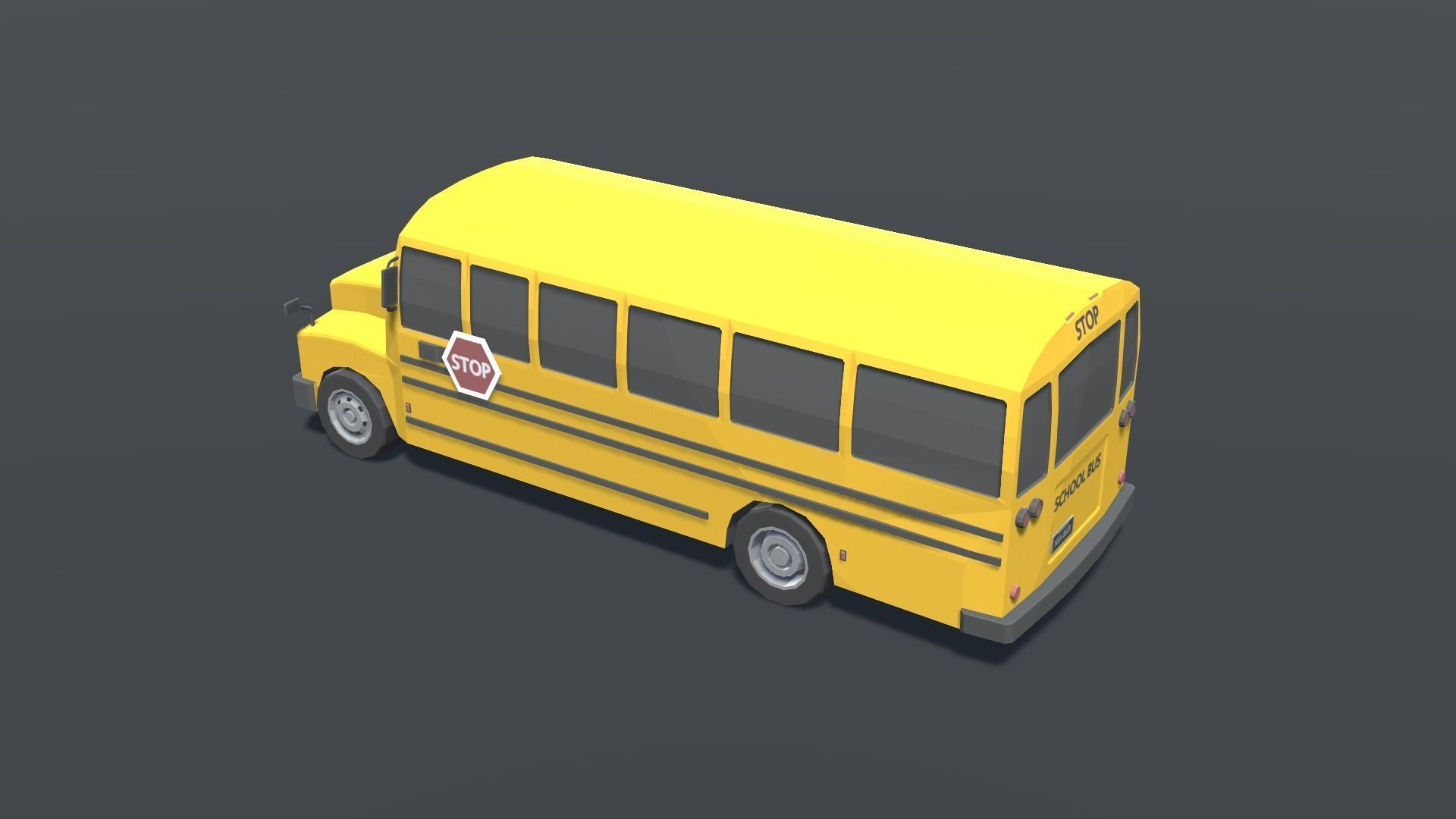 School Bus Low Poly Low-poly 3D model_1
