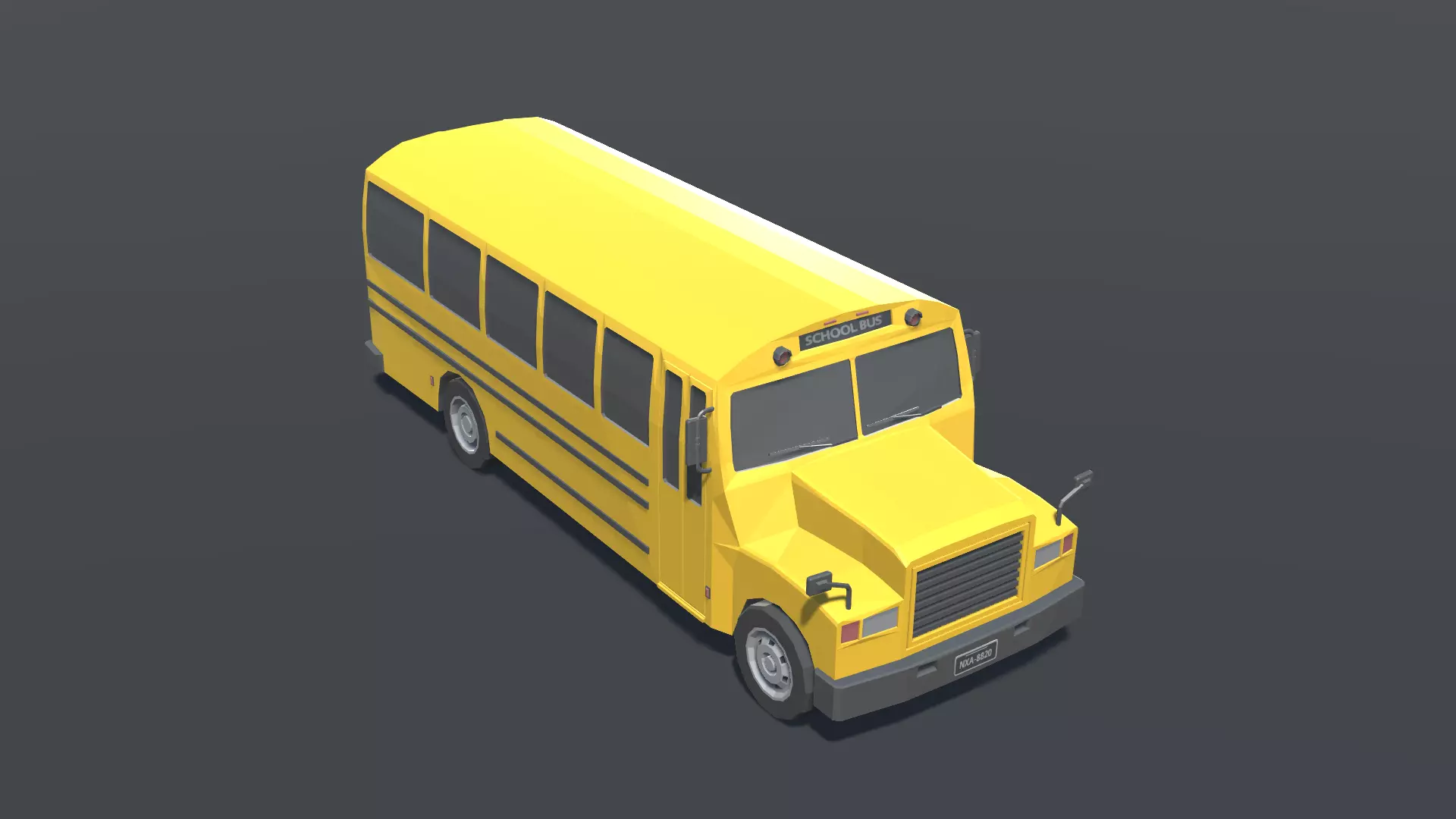 School Bus Low Poly Low-poly 3D model_0
