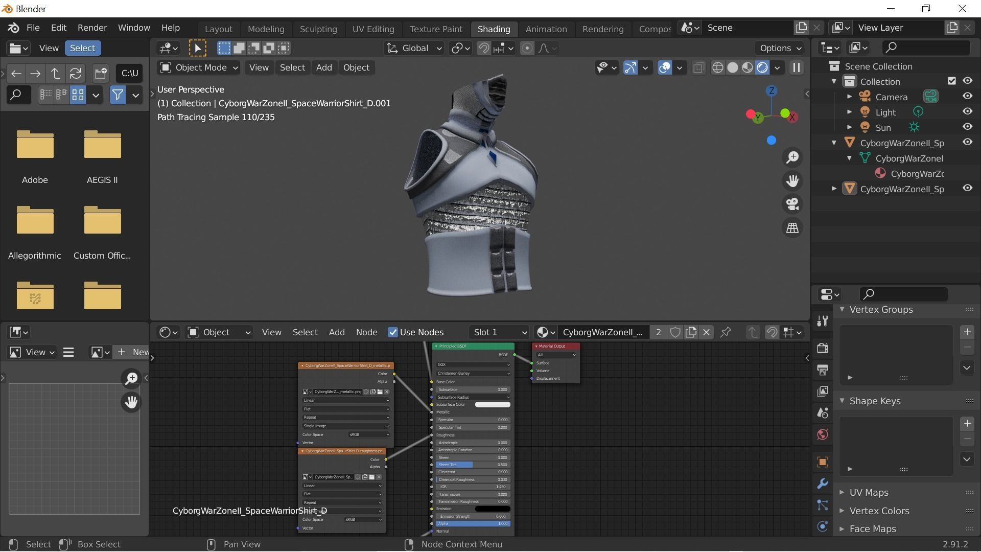 Cyborg Warzone - Space Warrior Shirt D Low-poly 3D model_5