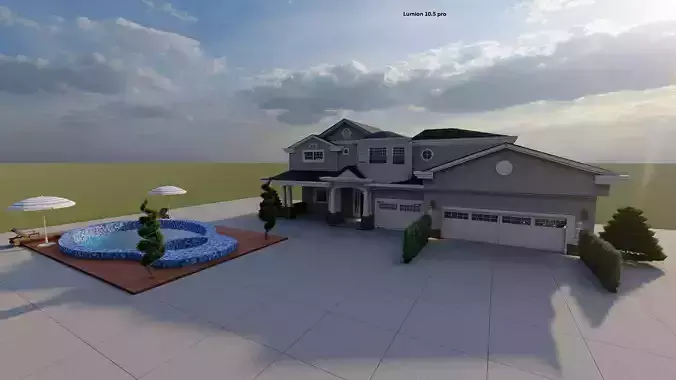 Modern House With Swimming Pool 3D model