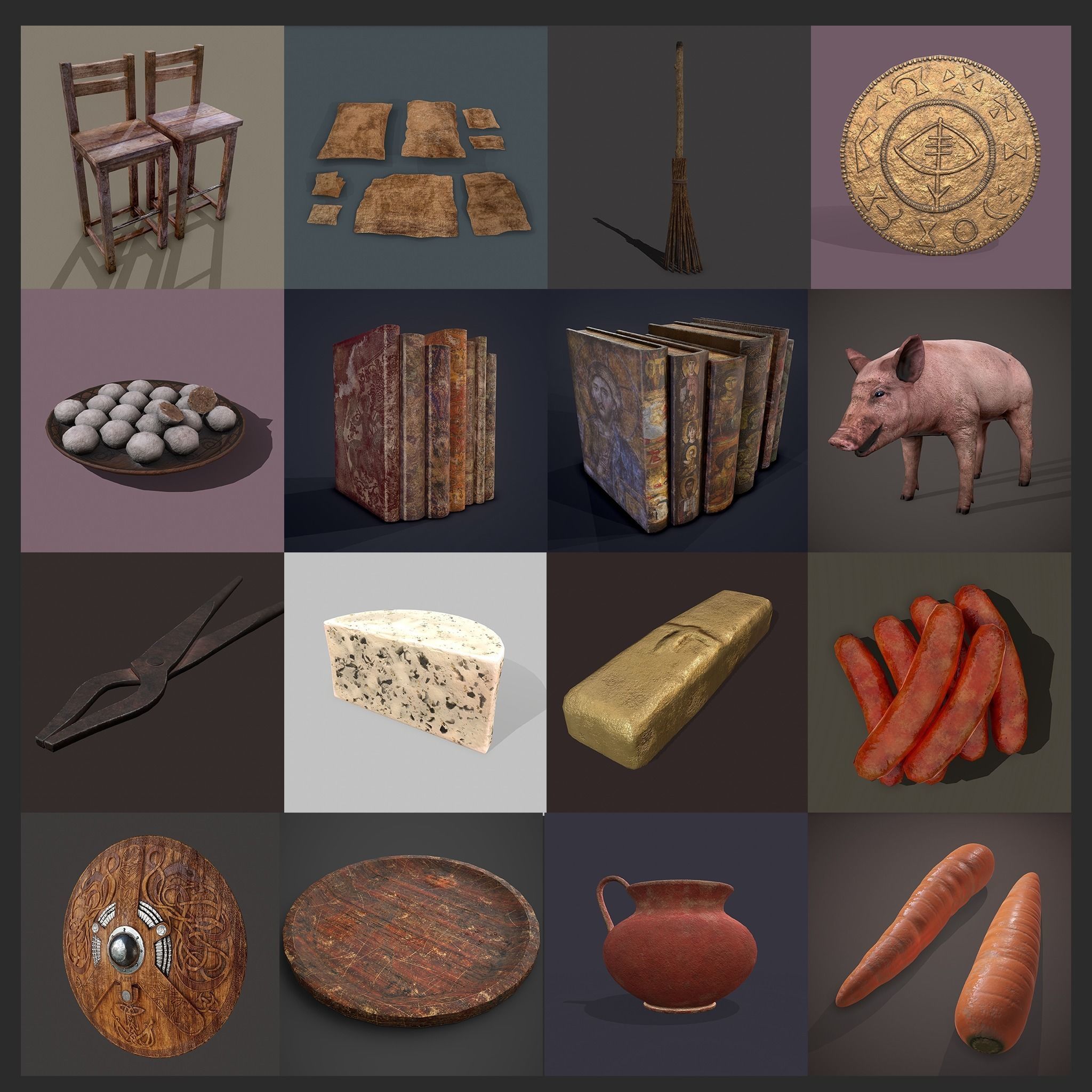 300 Medieval Props Pack 3D Model Collection_175