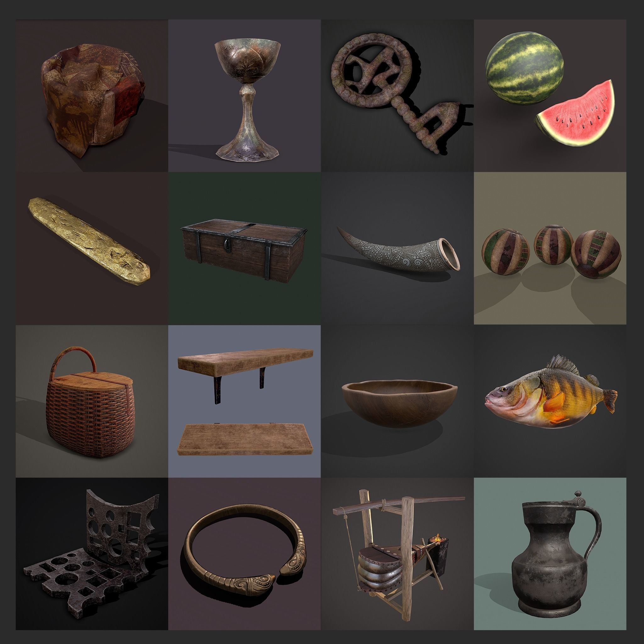 300 Medieval Props Pack 3D Model Collection_166