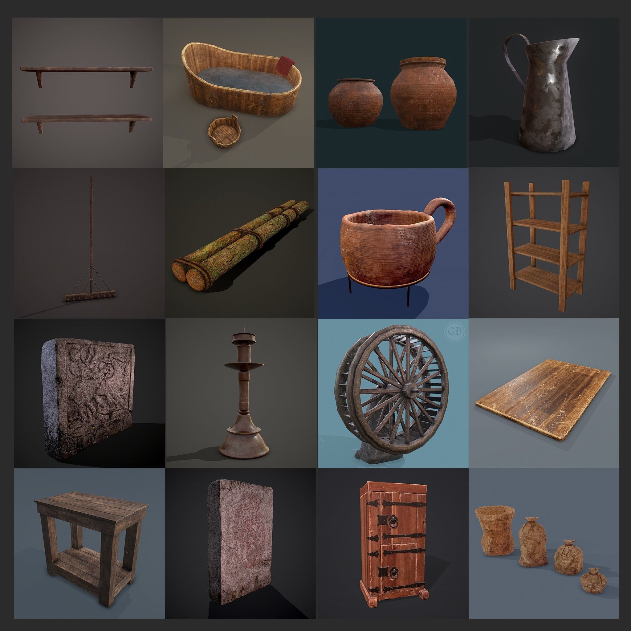 300 Medieval Props Pack 3D Model Collection_167