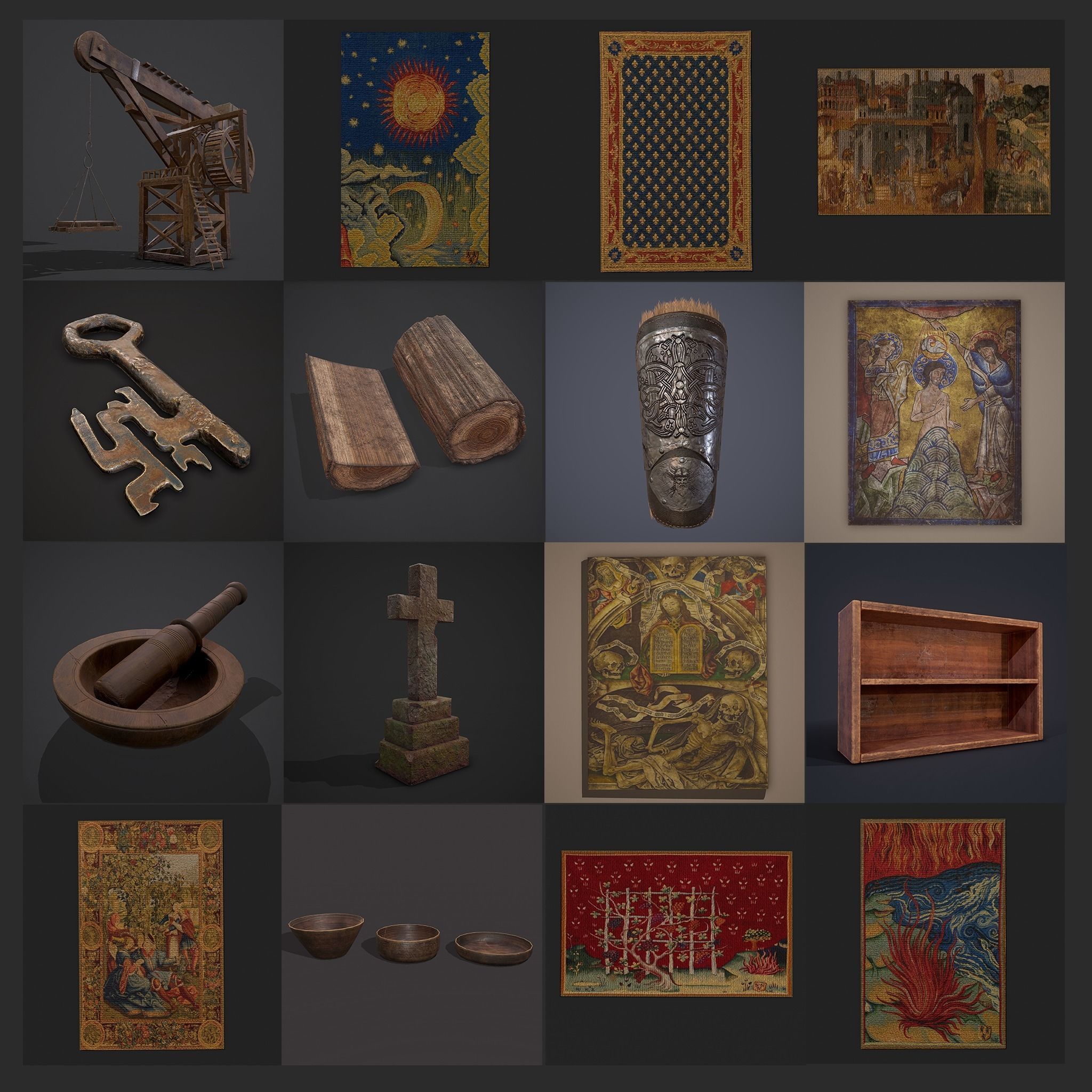 300 Medieval Props Pack 3D Model Collection_171