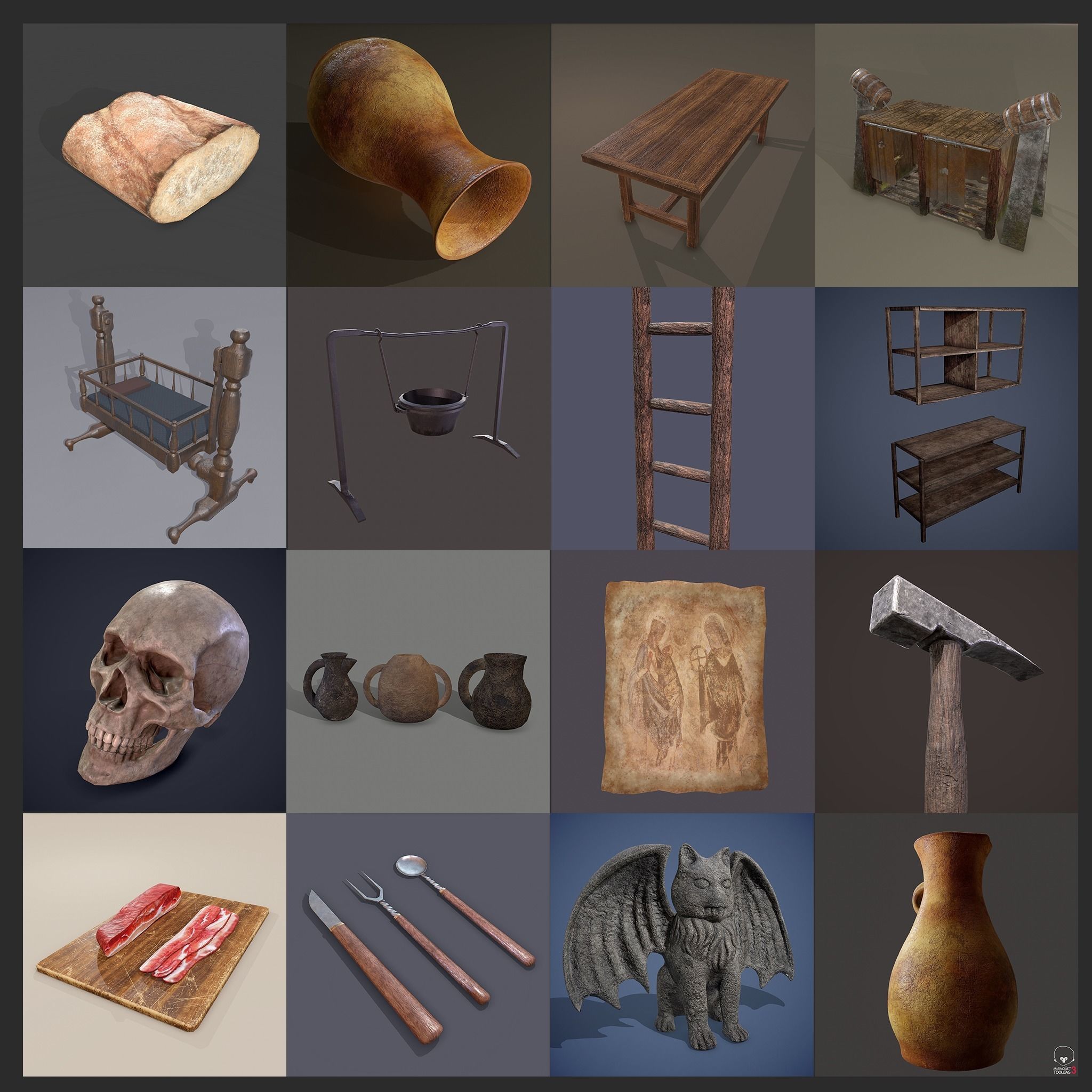 300 Medieval Props Pack 3D Model Collection_177