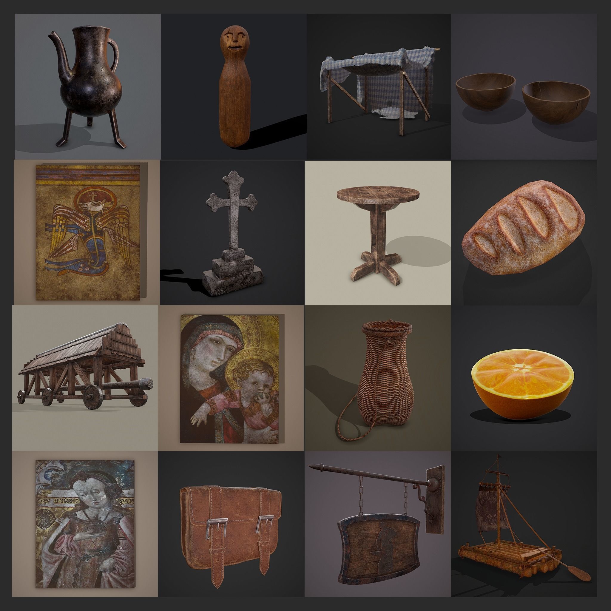 300 Medieval Props Pack 3D Model Collection_179