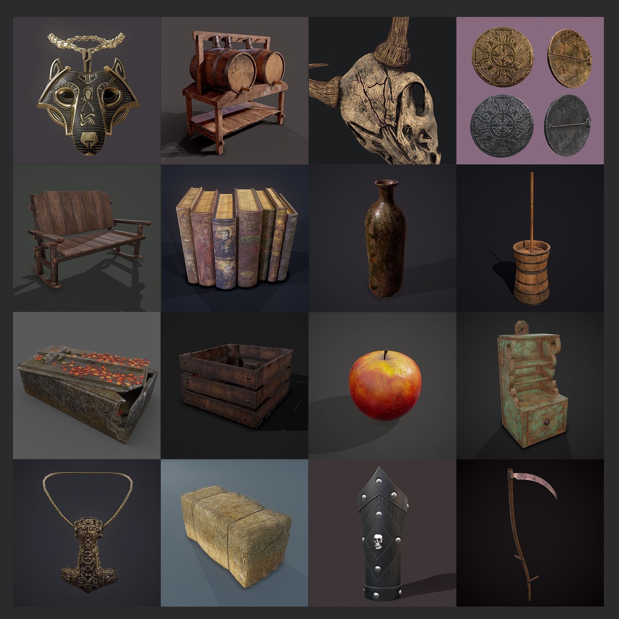 300 Medieval Props Pack 3D Model Collection_180