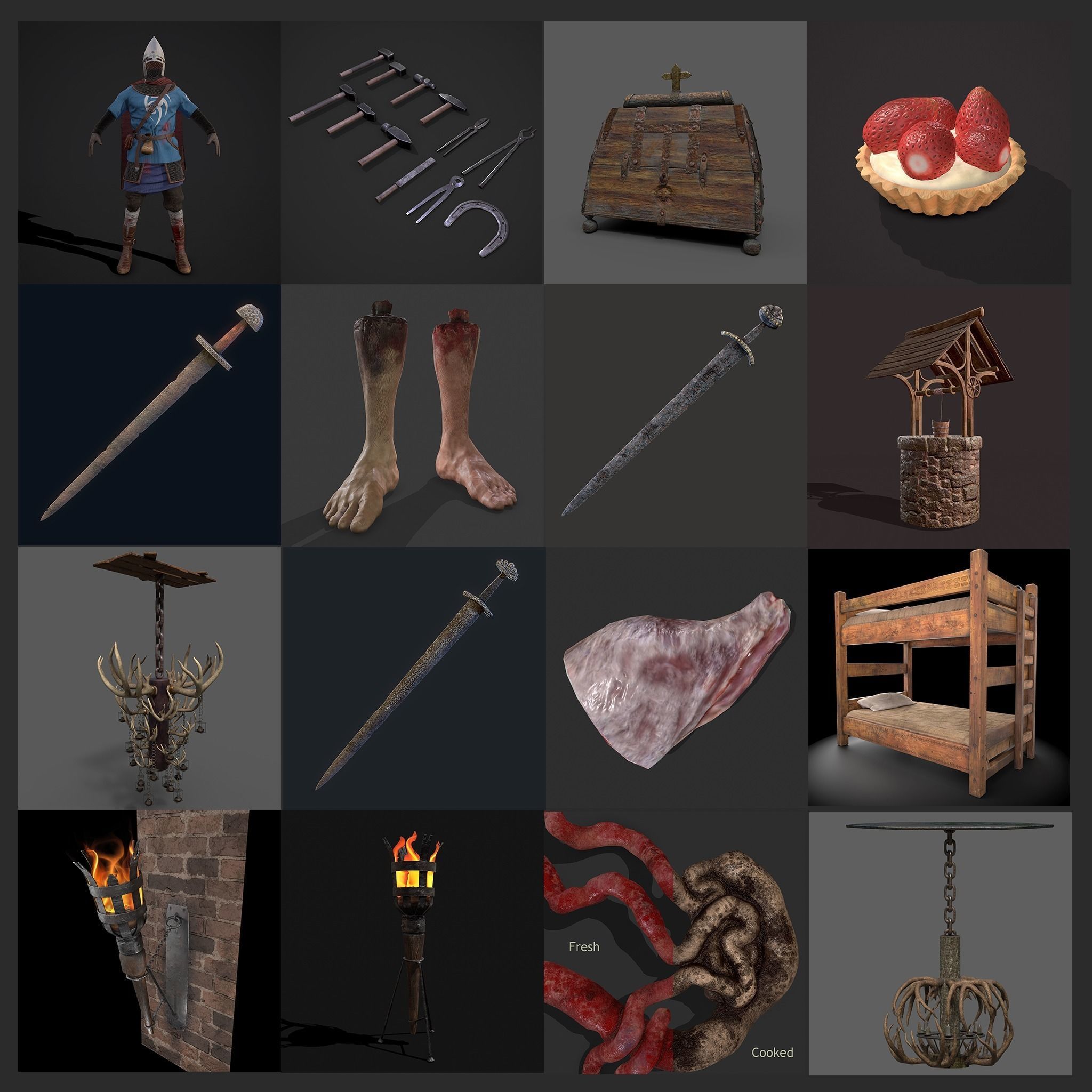 300 Medieval Props Pack 3D Model Collection_50
