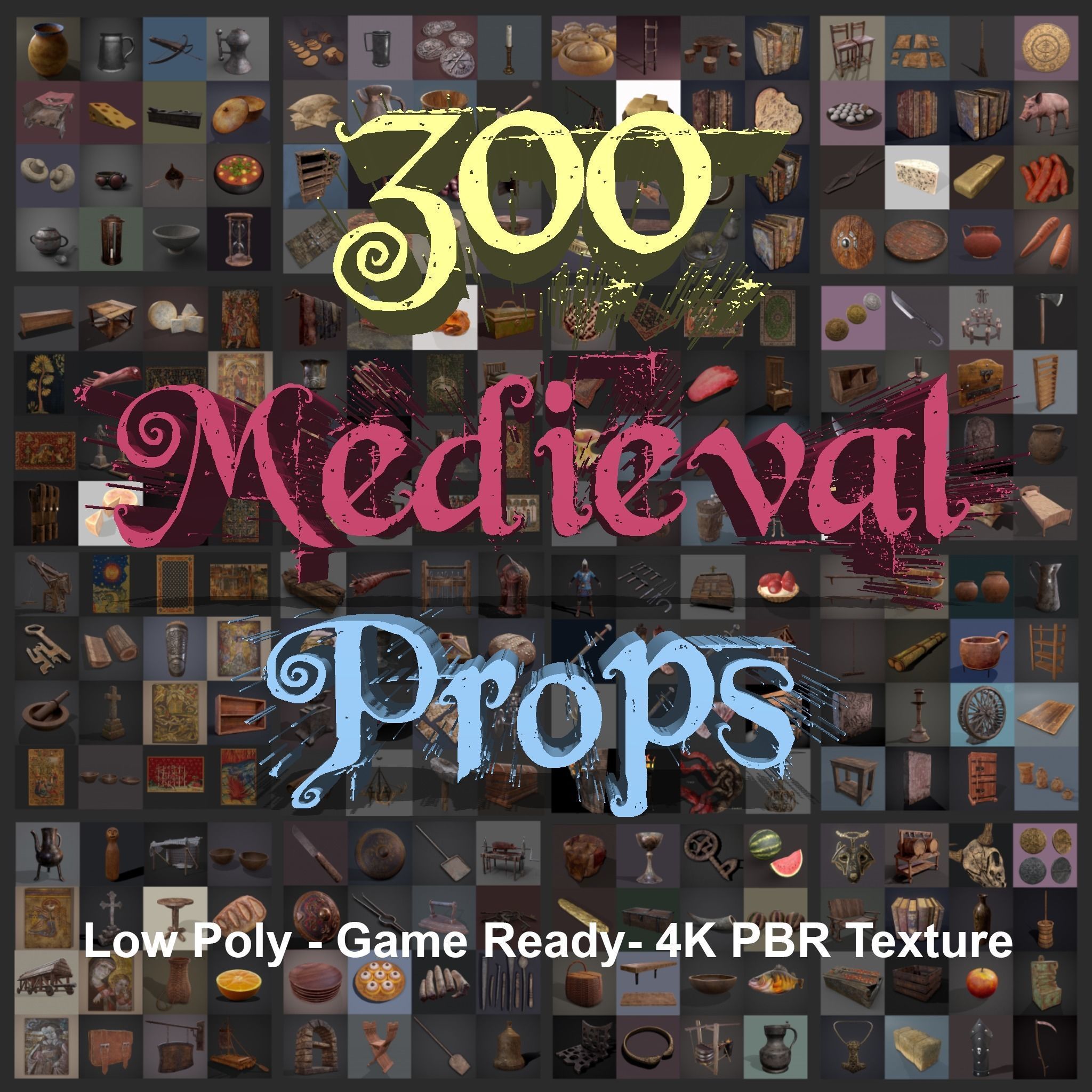 300 Medieval Props Pack 3D Model Collection_181