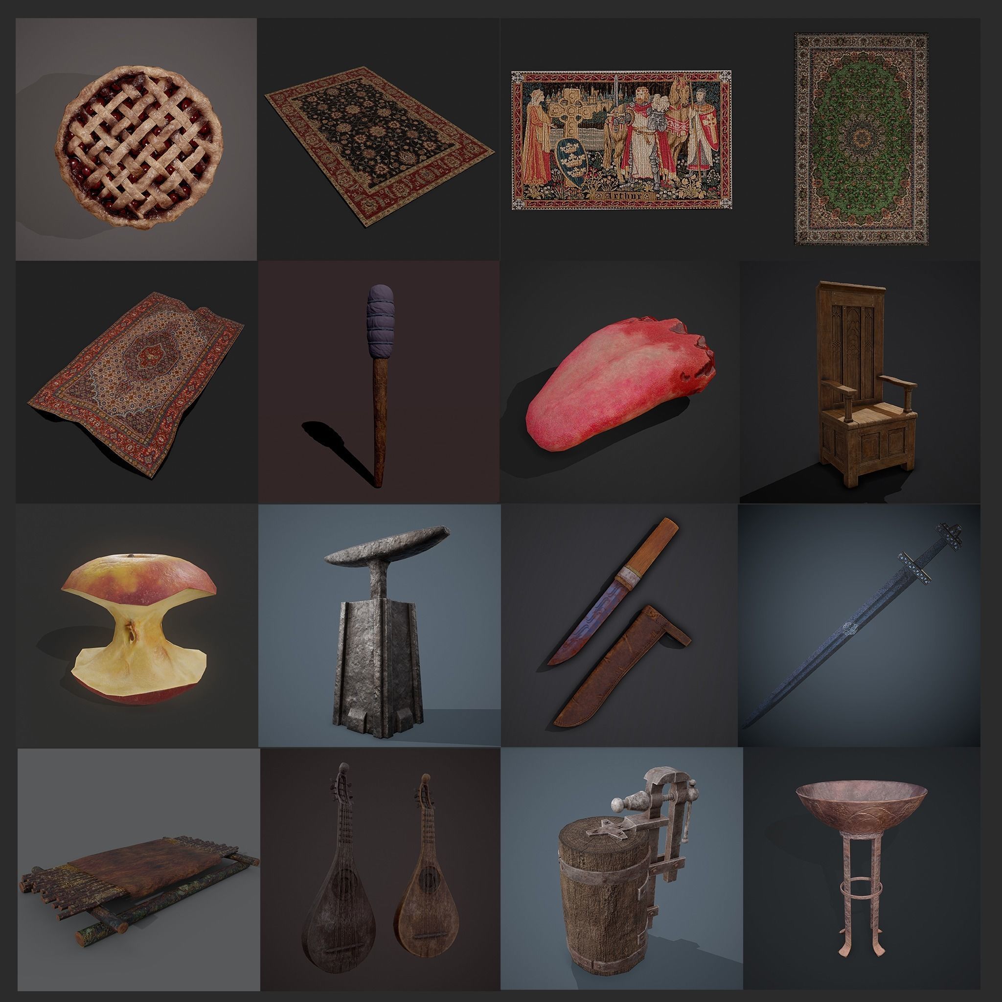 300 Medieval Props Pack 3D Model Collection_168