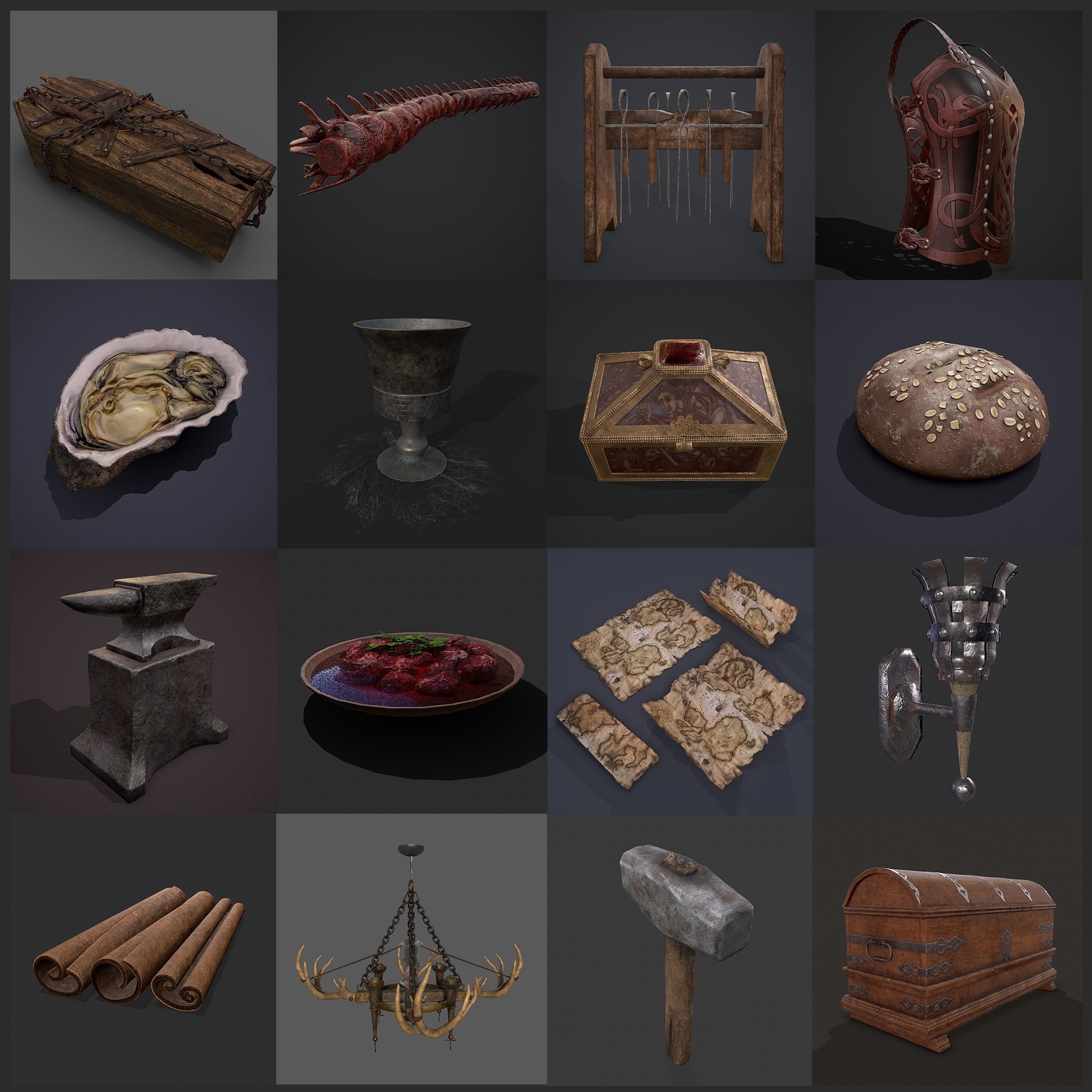 300 Medieval Props Pack 3D Model Collection_174