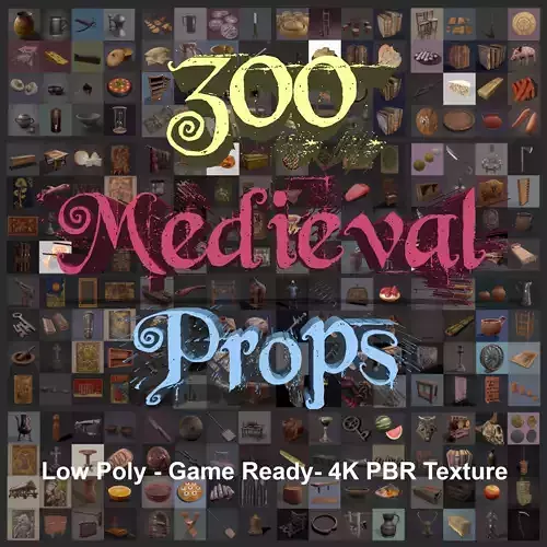 300 Medieval Props Pack 3D Model Collection