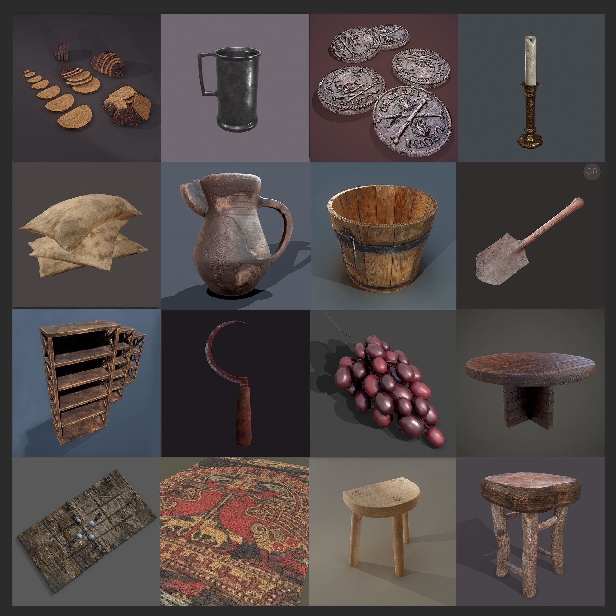 300 Medieval Props Pack 3D Model Collection_169