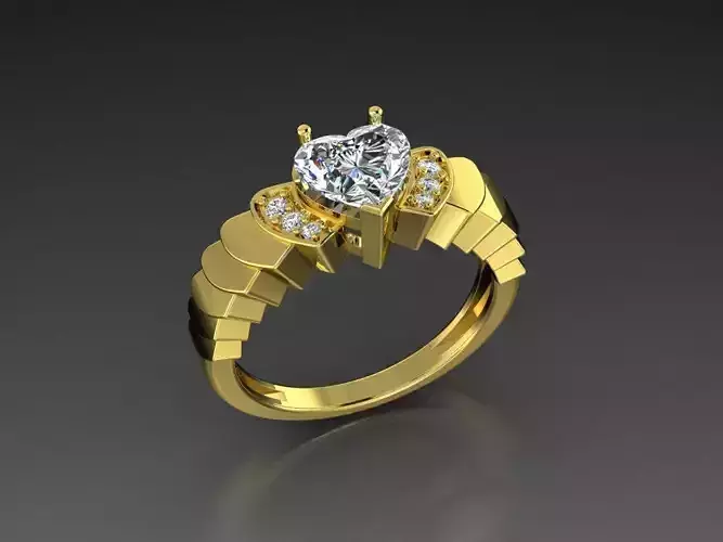 Diamond Jewelry Heart Ring 3D print model