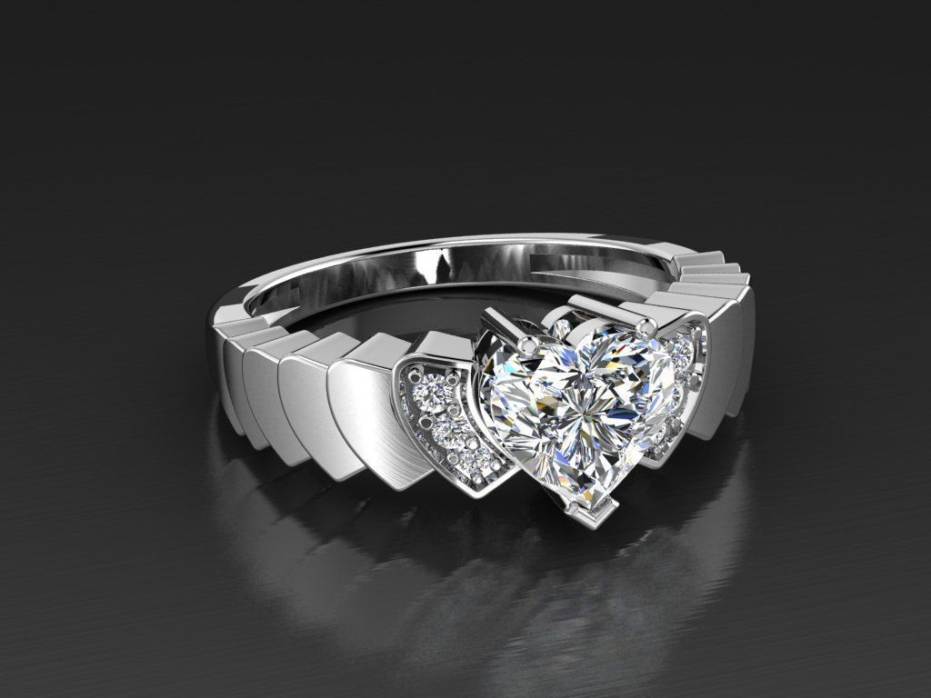 Diamond Jewelry Heart Ring 3D print model_11