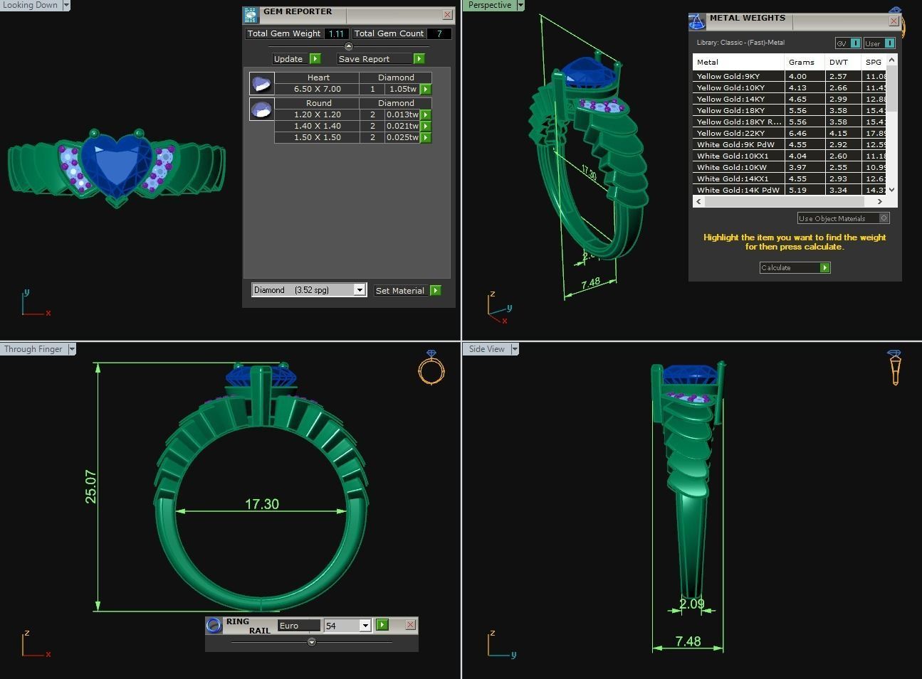 Diamond Jewelry Heart Ring 3D print model_4
