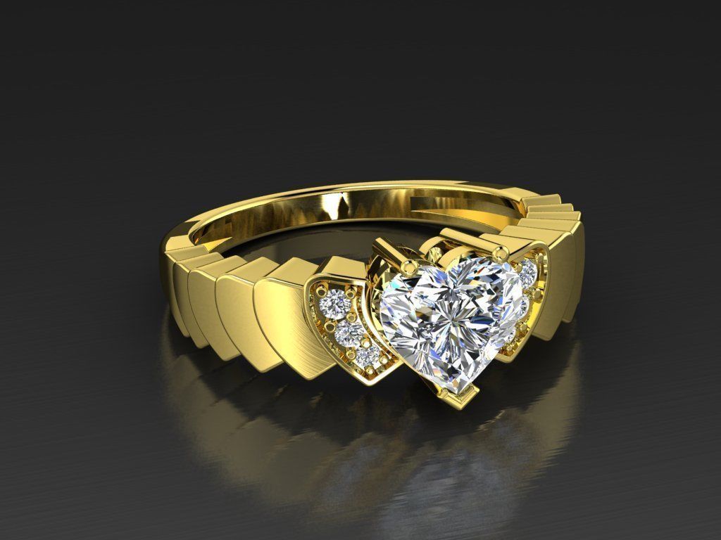 Diamond Jewelry Heart Ring 3D print model_12