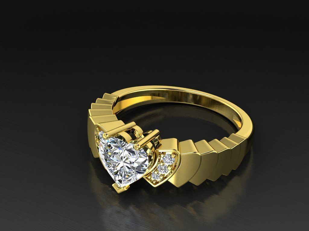 Diamond Jewelry Heart Ring 3D print model_13