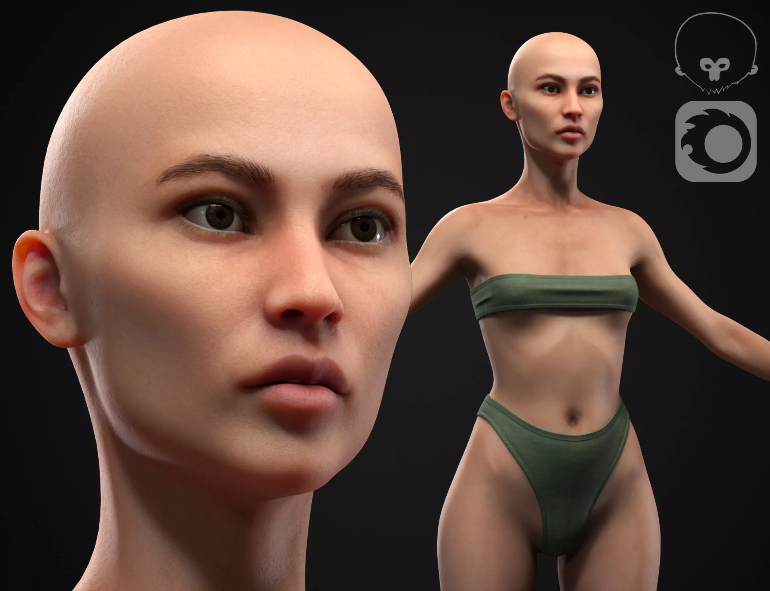 Woman body Low-poly 3D model_0