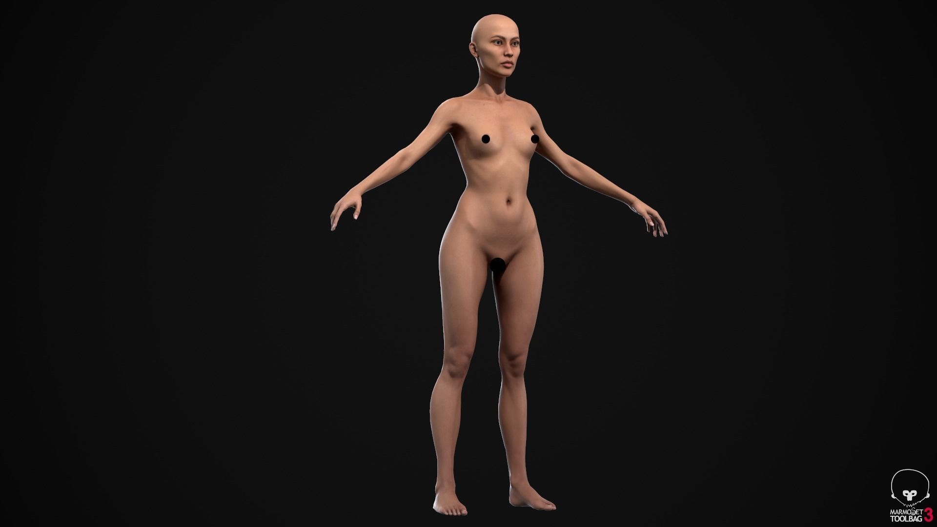 Woman body Low-poly 3D model_7
