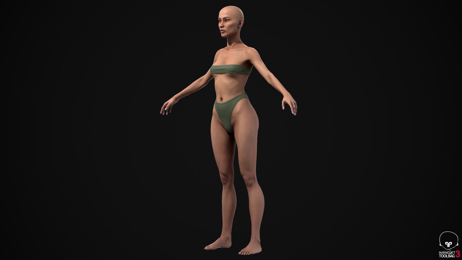 Woman body Low-poly 3D model_10