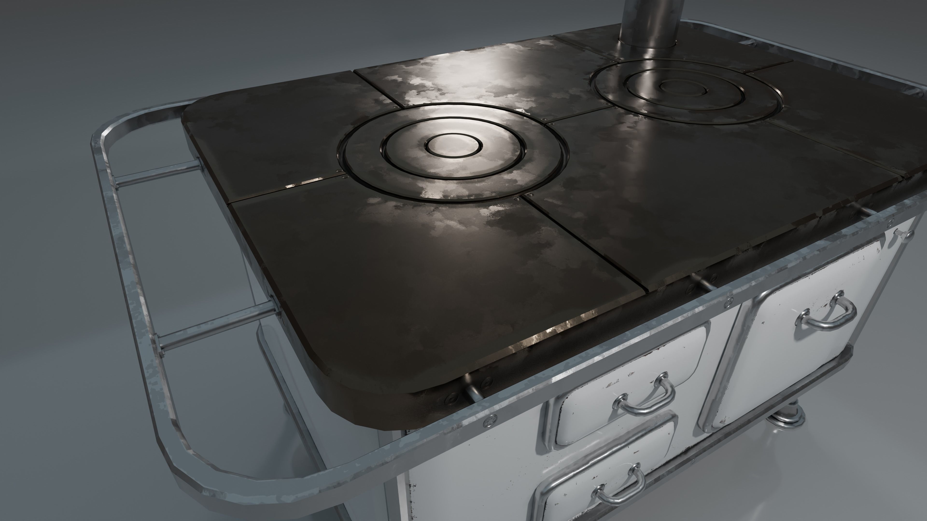 Wood Burning Stove Low-poly 3D model_11