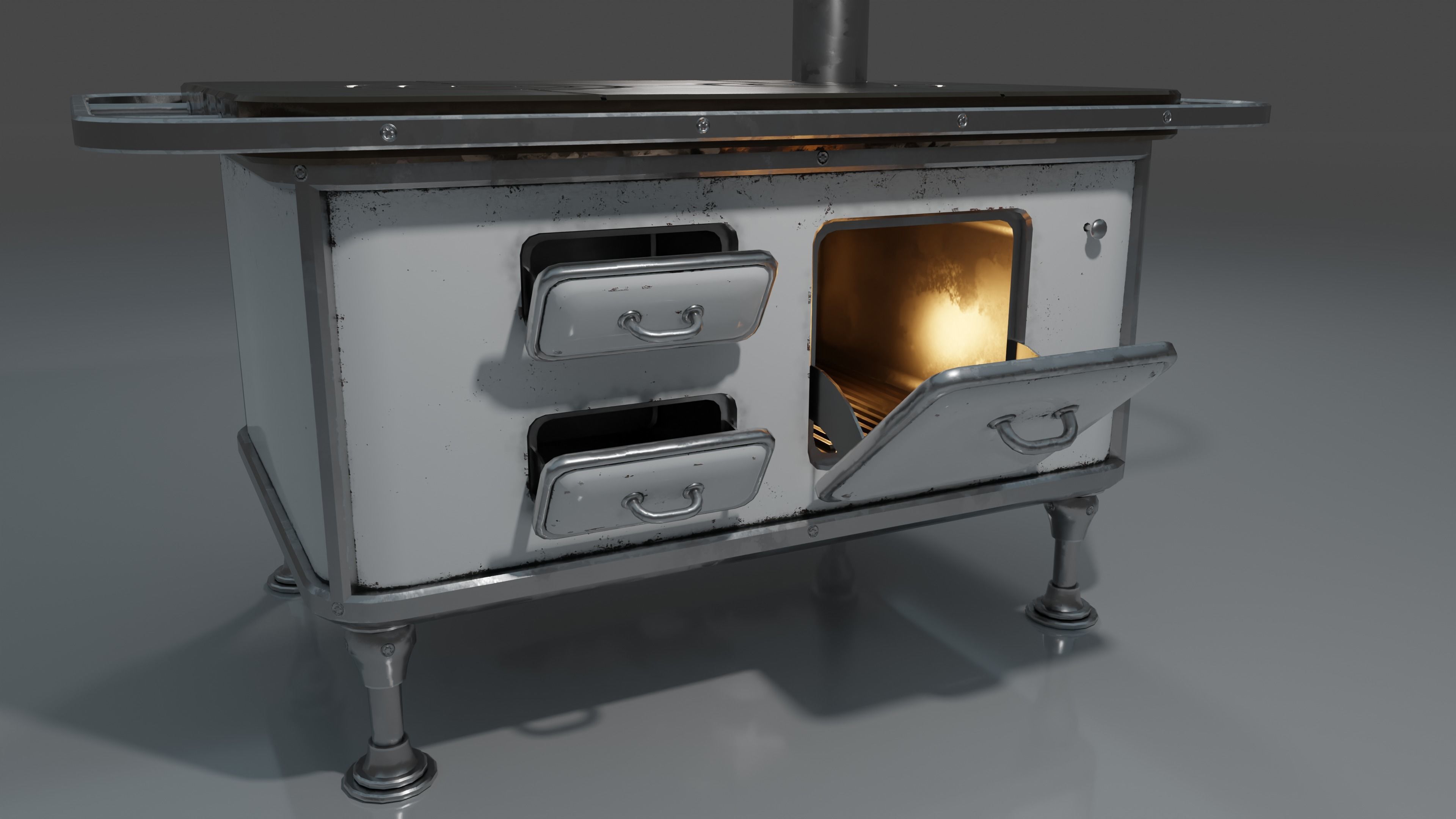 Wood Burning Stove Low-poly 3D model_20