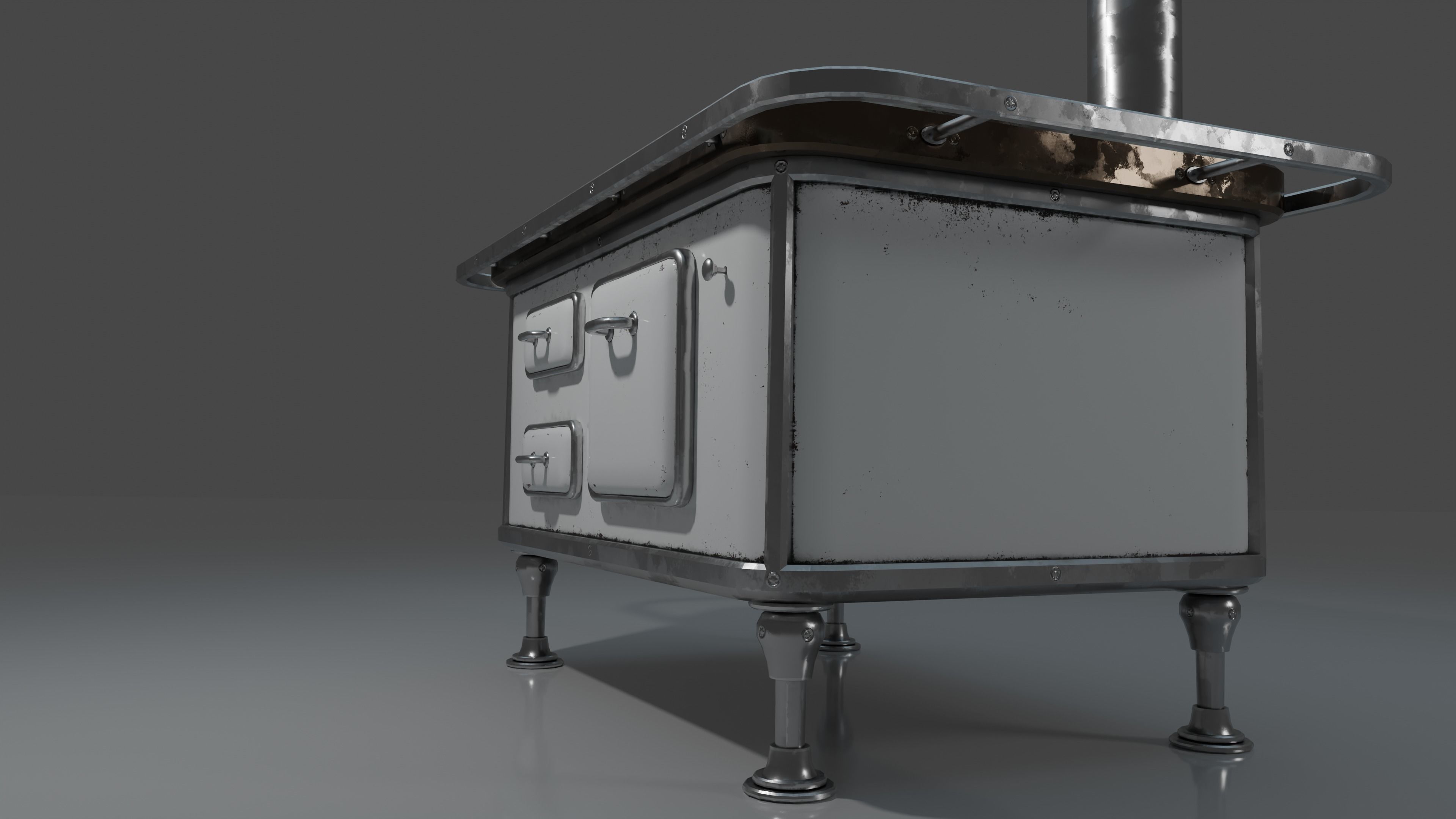 Wood Burning Stove Low-poly 3D model_4