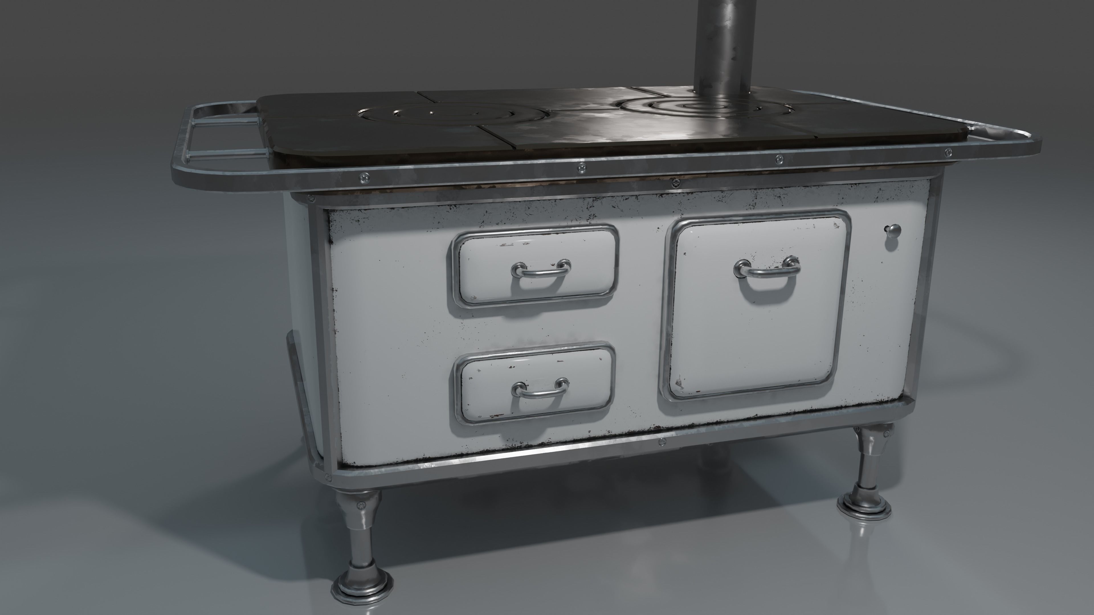 Wood Burning Stove Low-poly 3D model_6