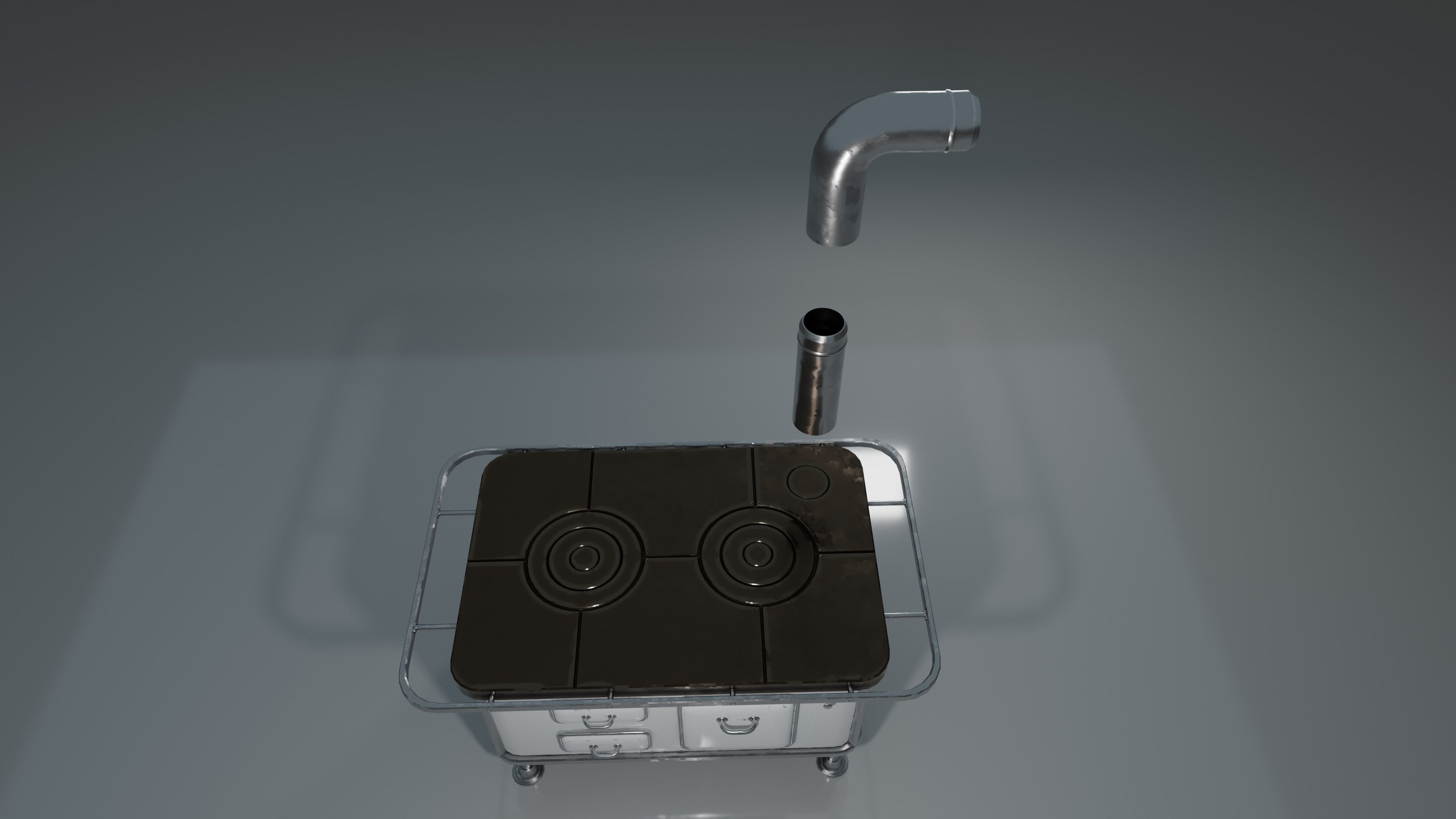 Wood Burning Stove Low-poly 3D model_13