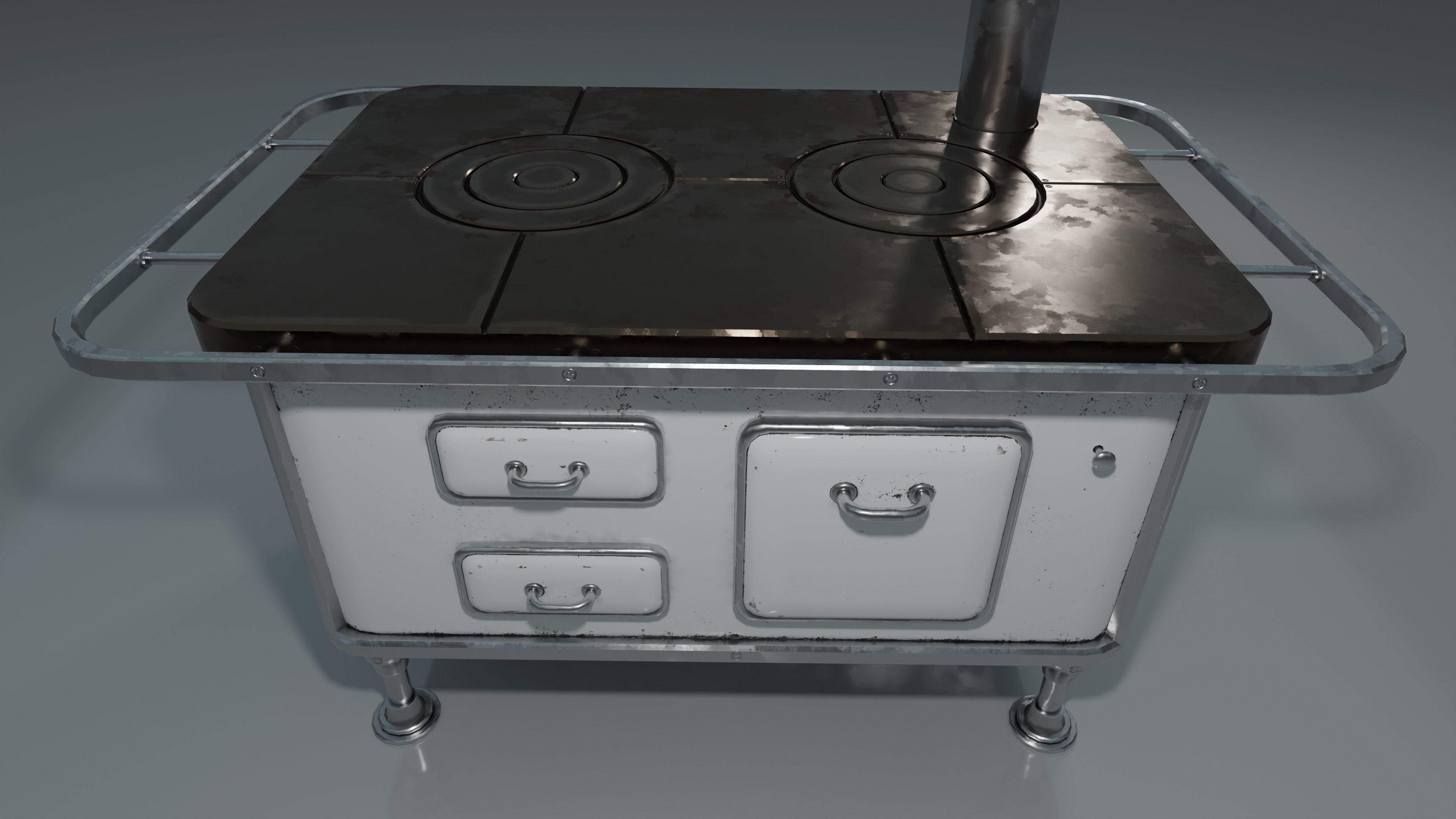 Wood Burning Stove Low-poly 3D model_5