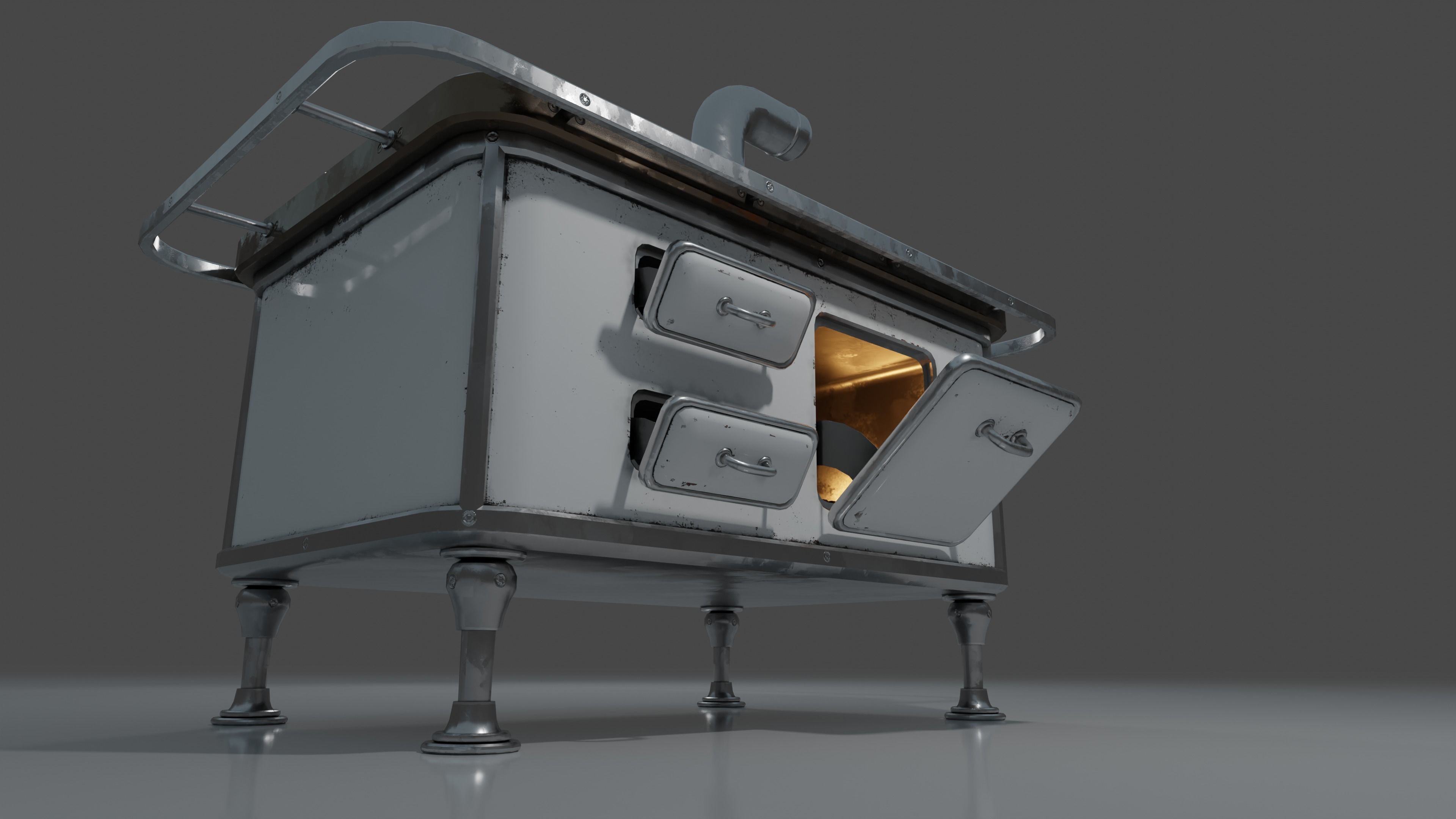 Wood Burning Stove Low-poly 3D model_22