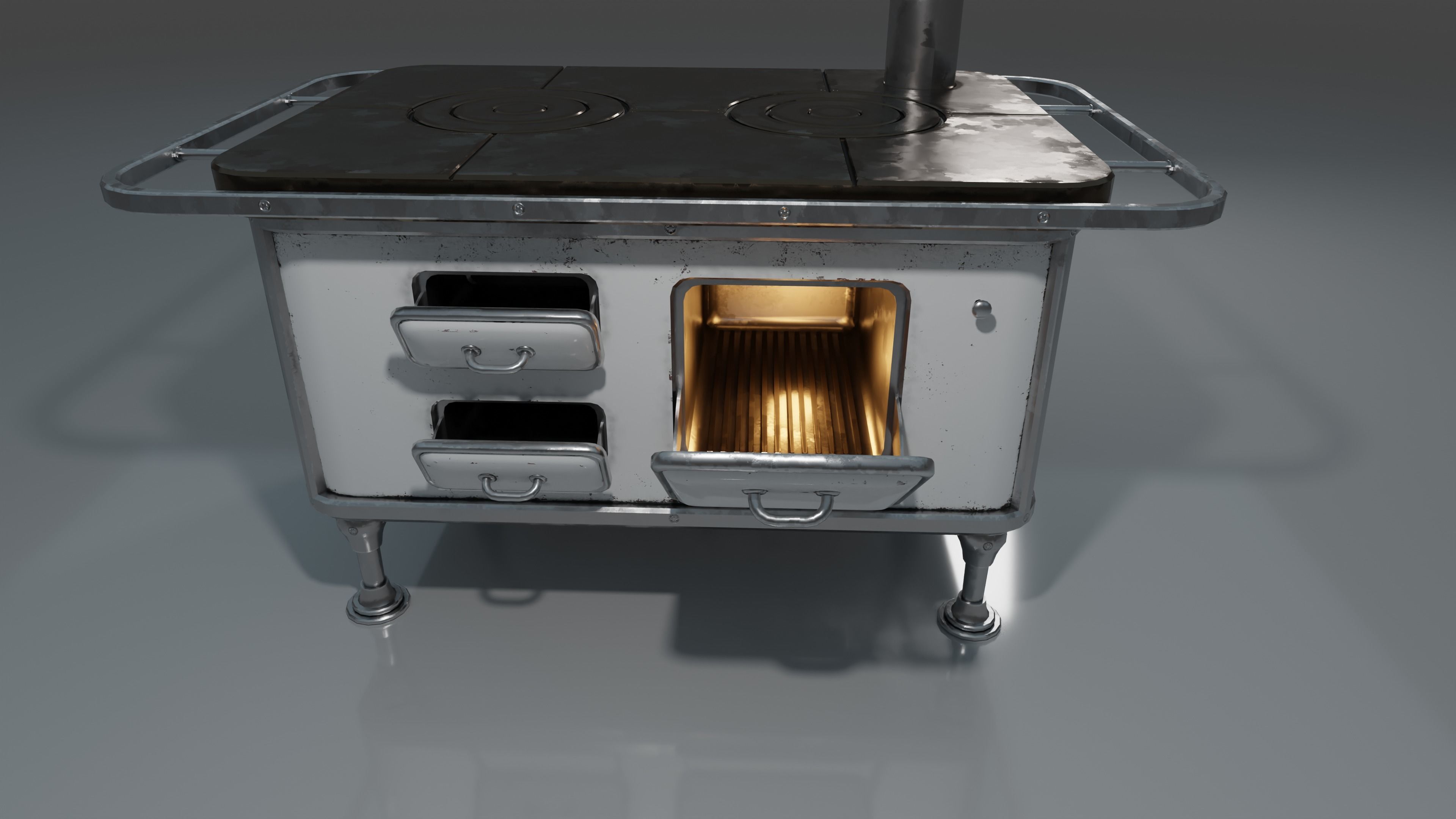 Wood Burning Stove Low-poly 3D model_21