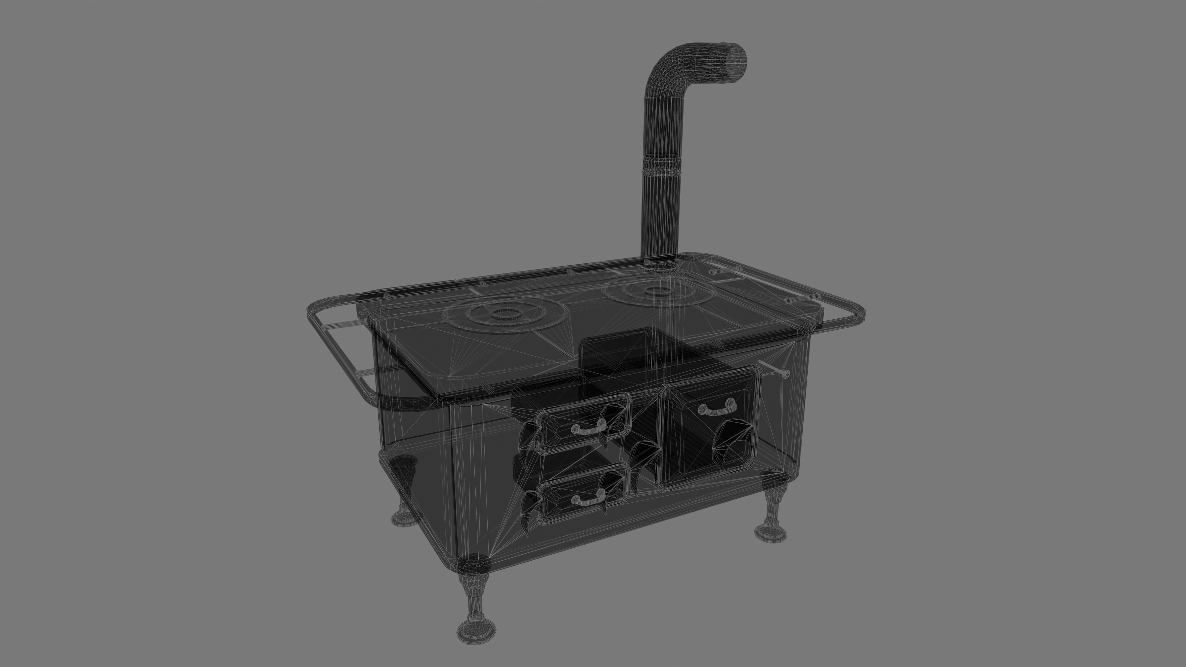 Wood Burning Stove Low-poly 3D model_23