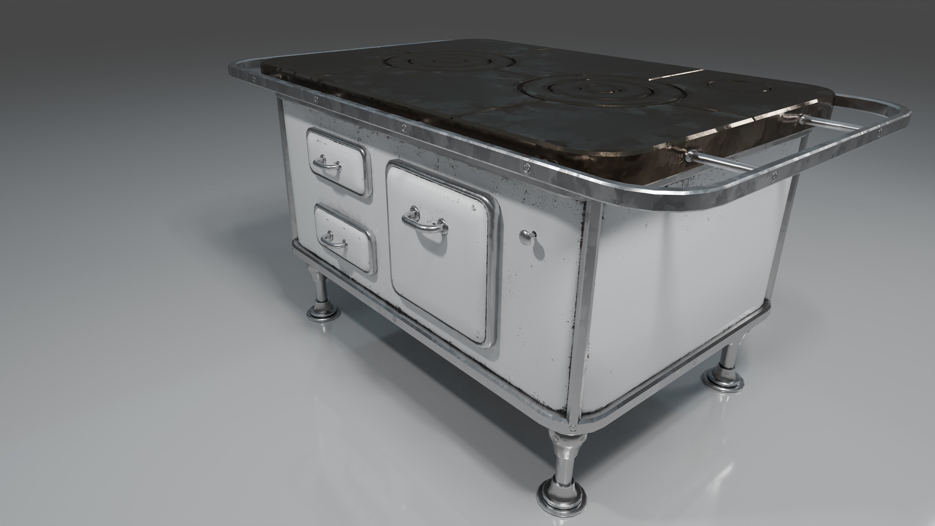 Wood Burning Stove Low-poly 3D model_16