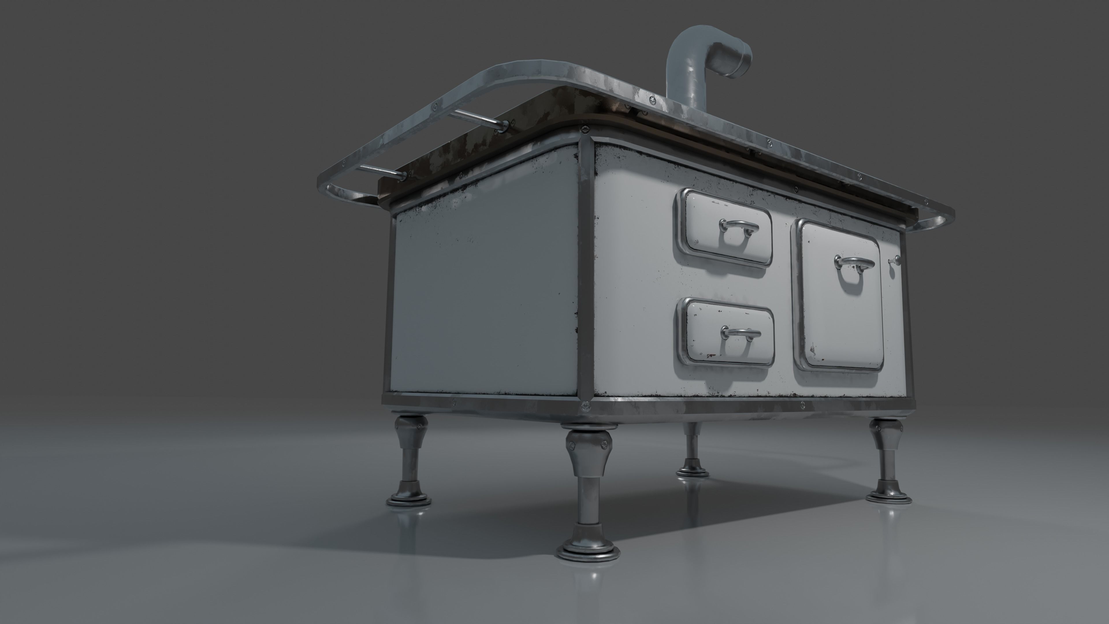 Wood Burning Stove Low-poly 3D model_10