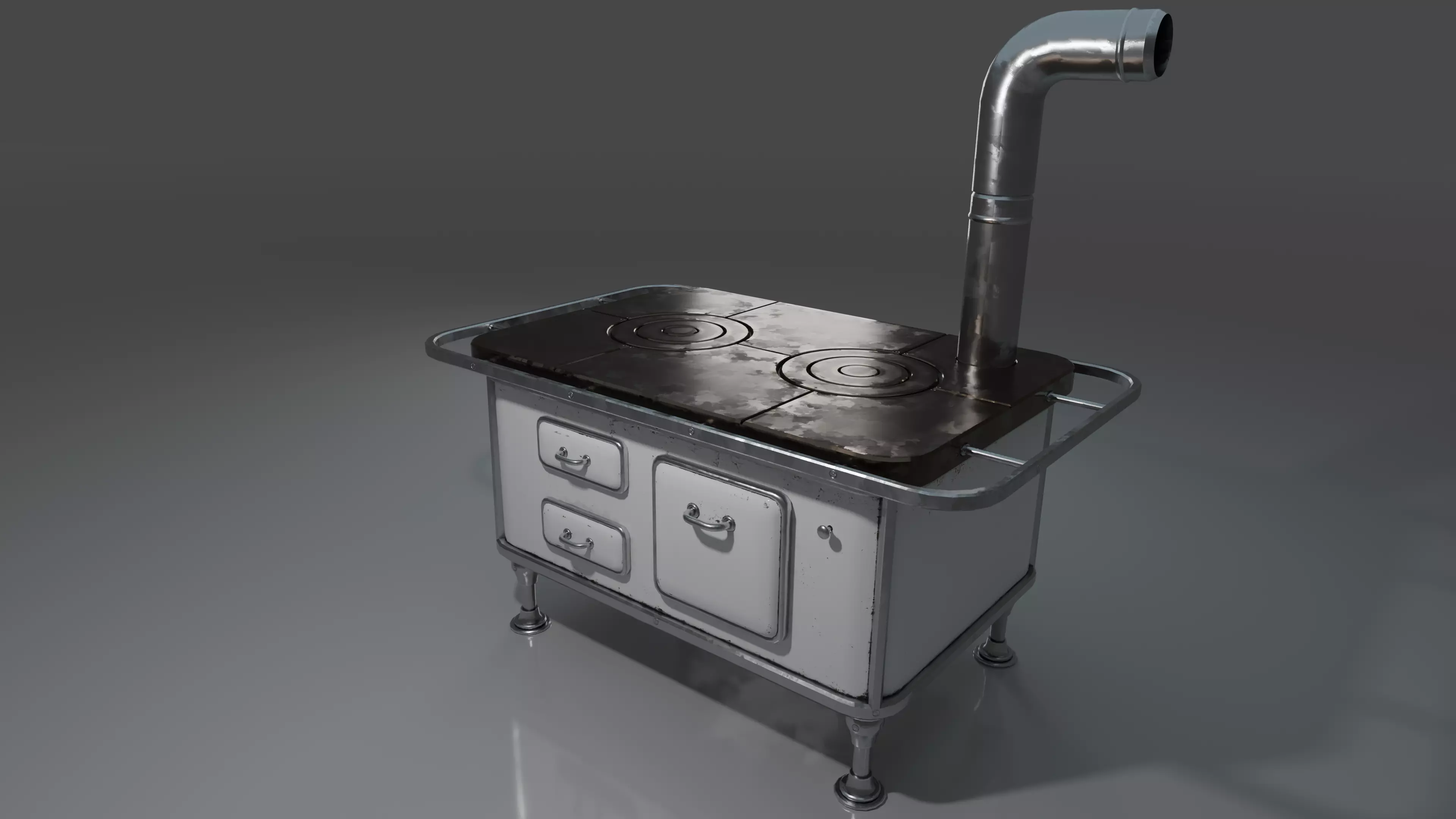 Wood Burning Stove Low-poly 3D model_0