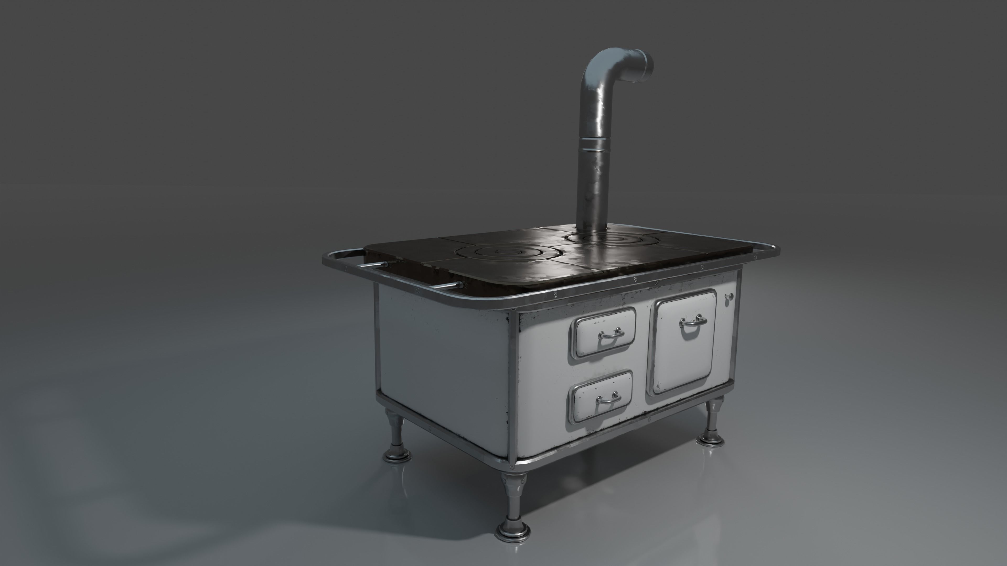 Wood Burning Stove Low-poly 3D model_2