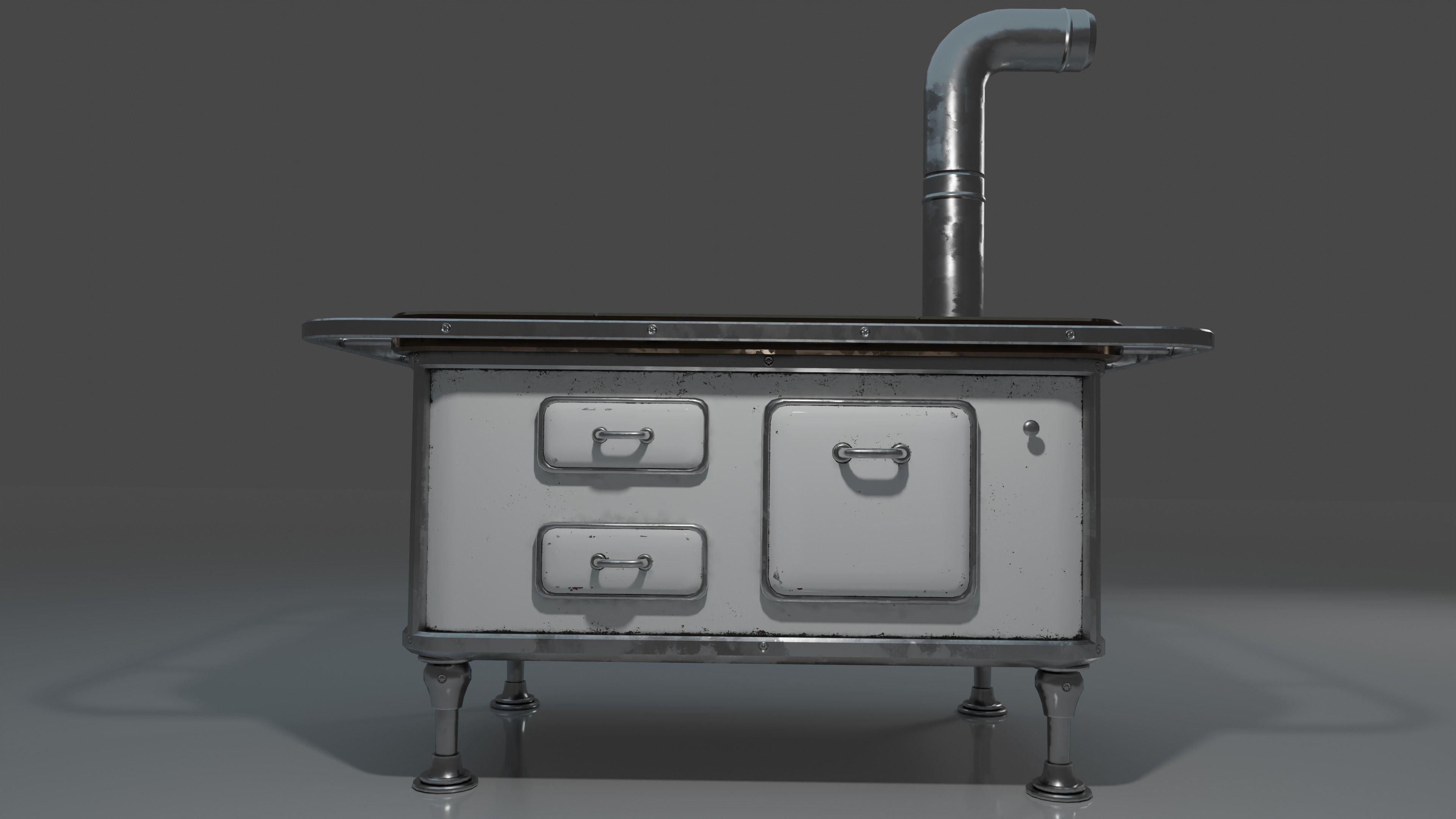 Wood Burning Stove Low-poly 3D model_3