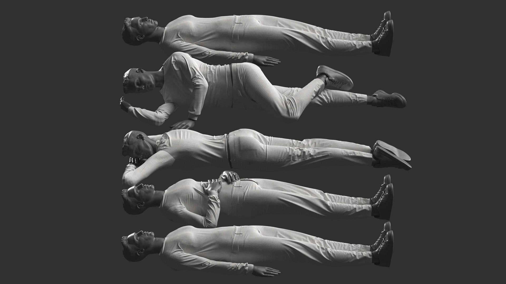 Man Mannequin Lying 5 Poses