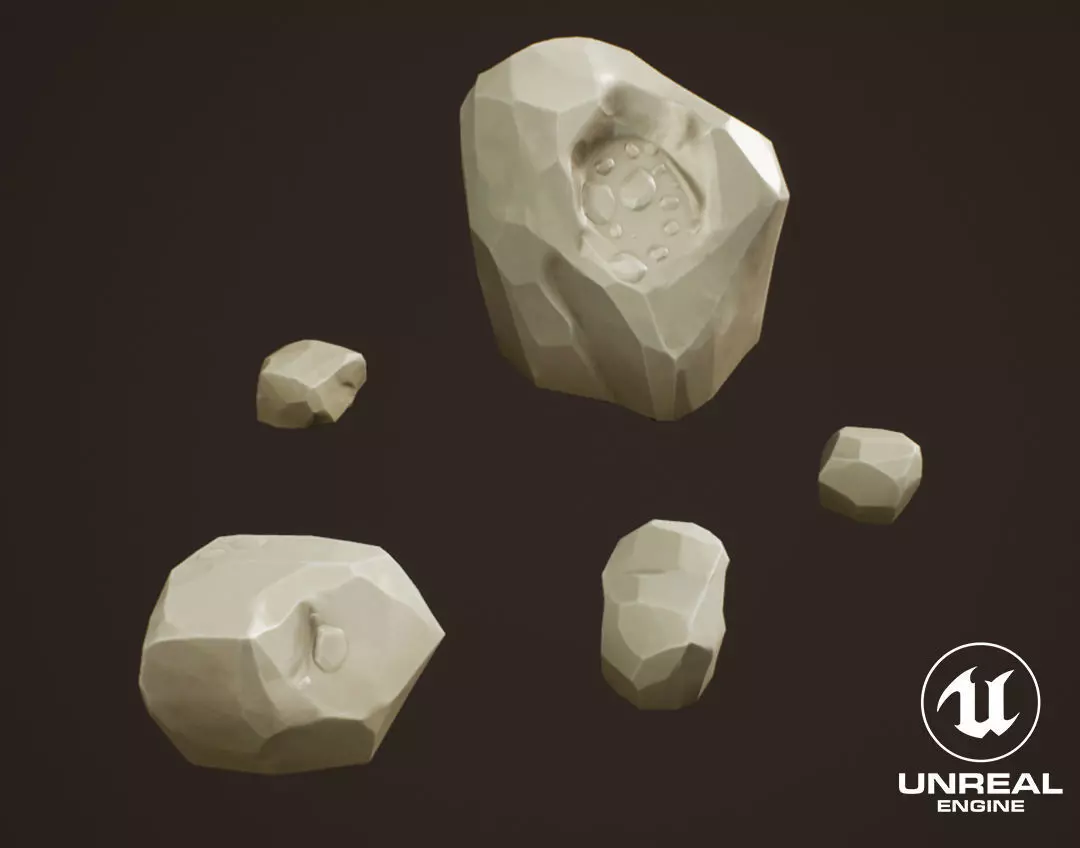 Stylized Western Rocks Low-poly 3D model_0