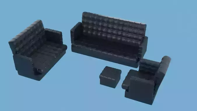 Black Leather Sofa Set