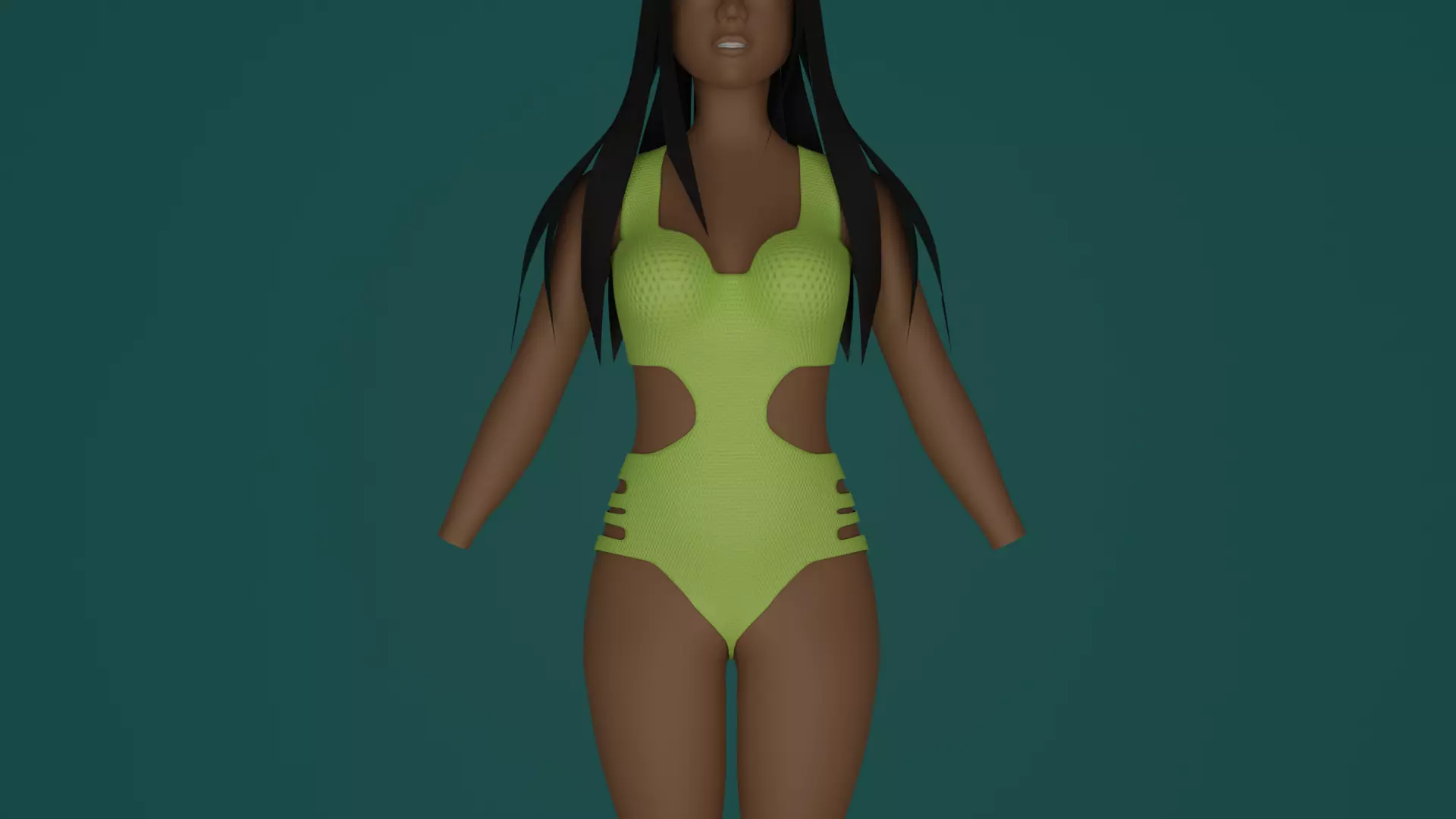 Swimsuit yellow Low-poly 3D model_0