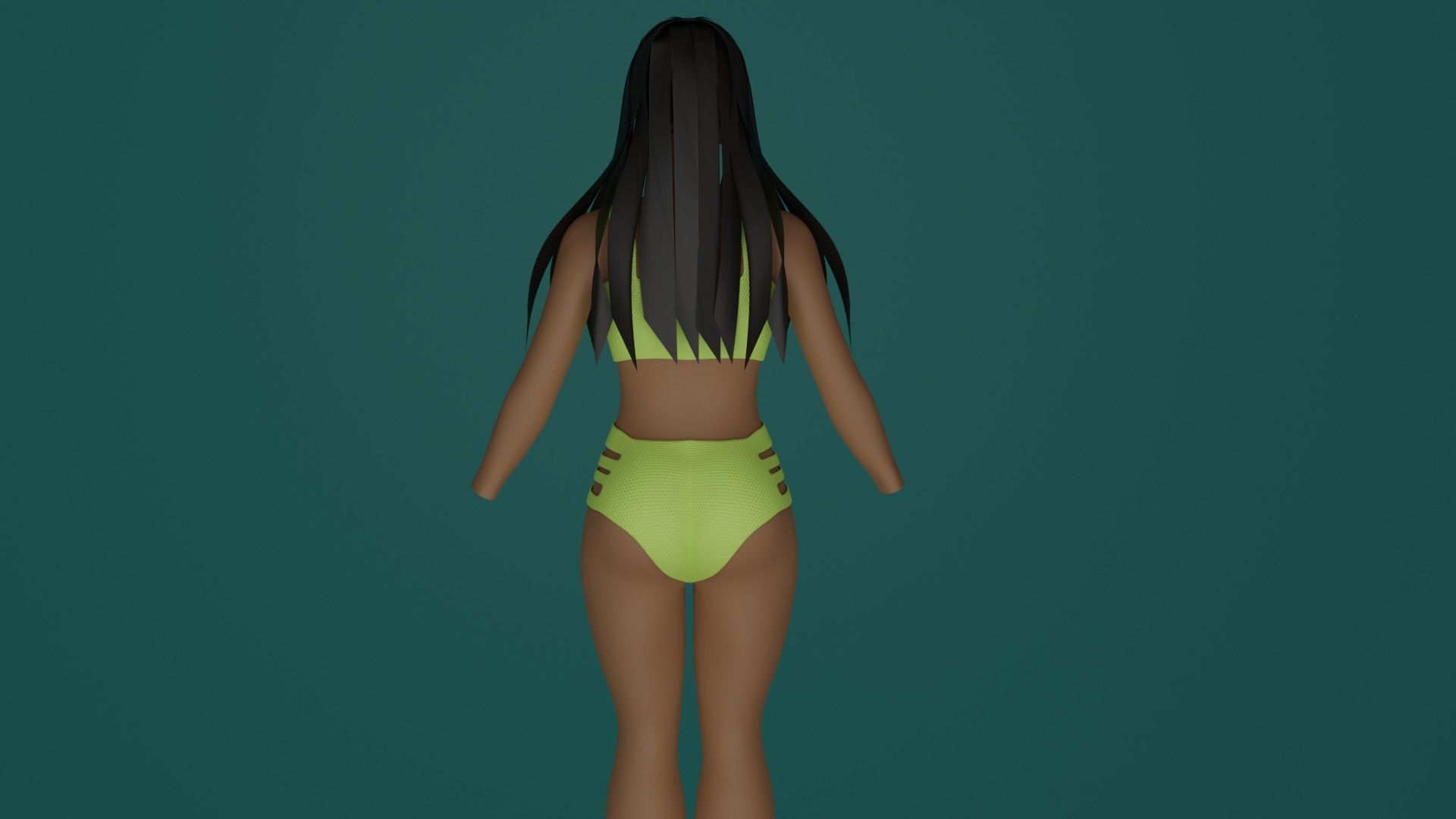 Swimsuit yellow Low-poly 3D model_1